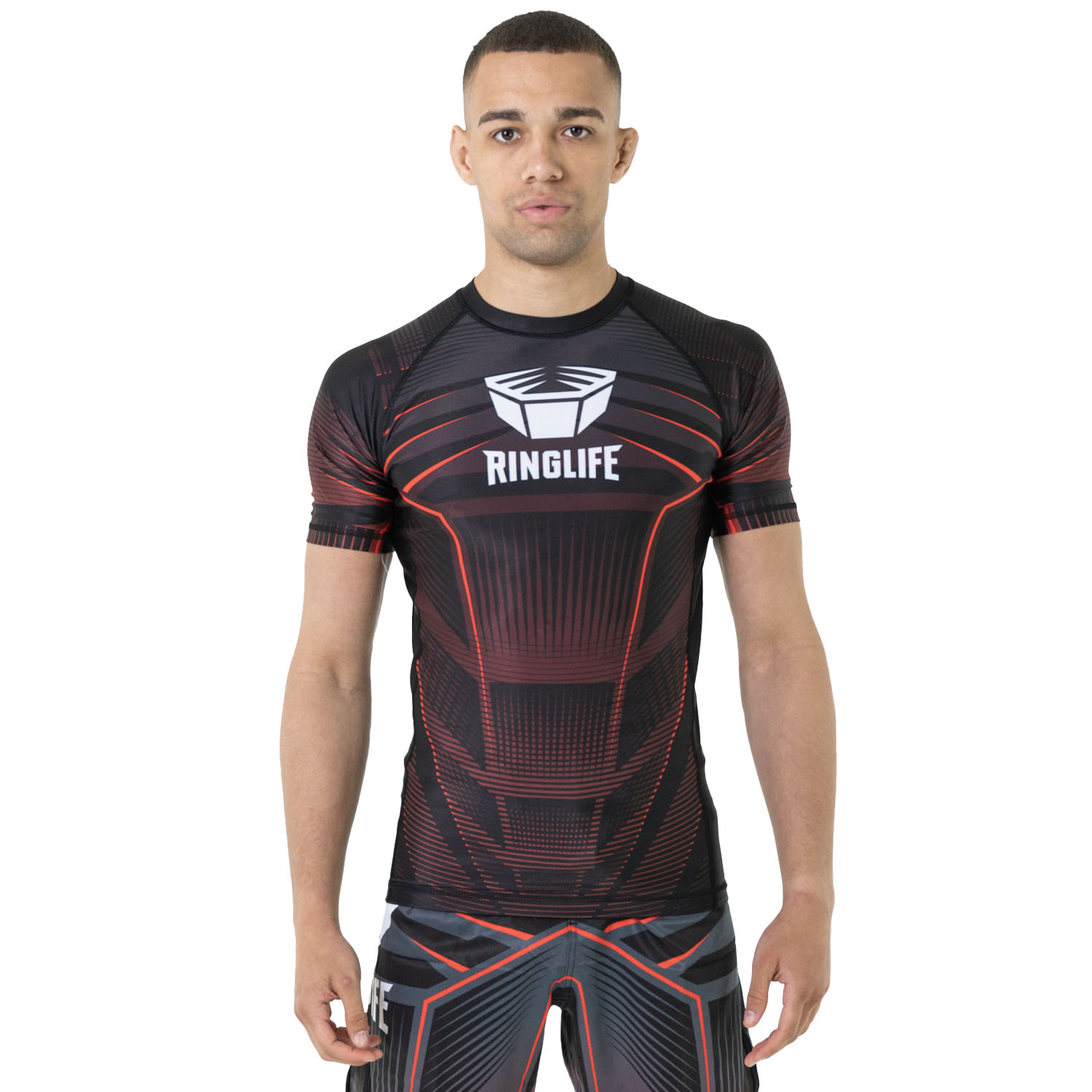 RINGLIFE Rashguard, S/S - Octaring schwarz-rot 3XL