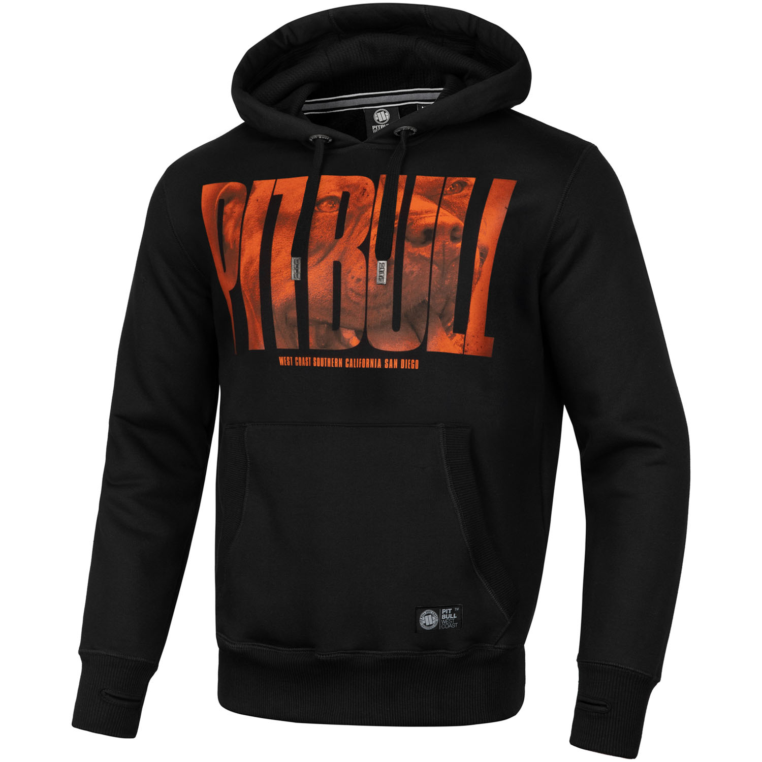 Pit Bull West Coast Hoody, Orange Dog, schwarz, S