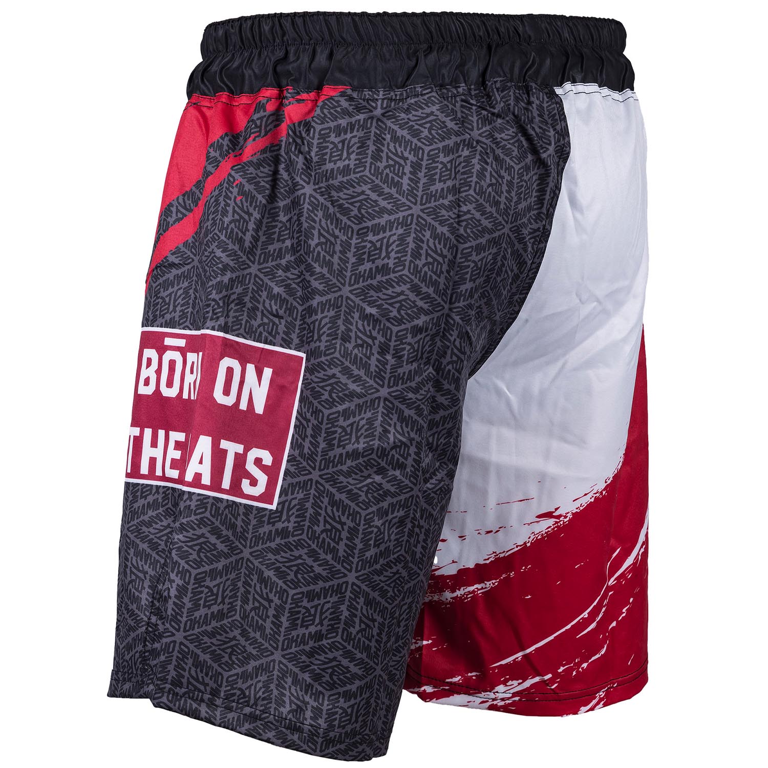 OKAMI MMA Fight Shorts, Cube, rot-grau-weiß, S