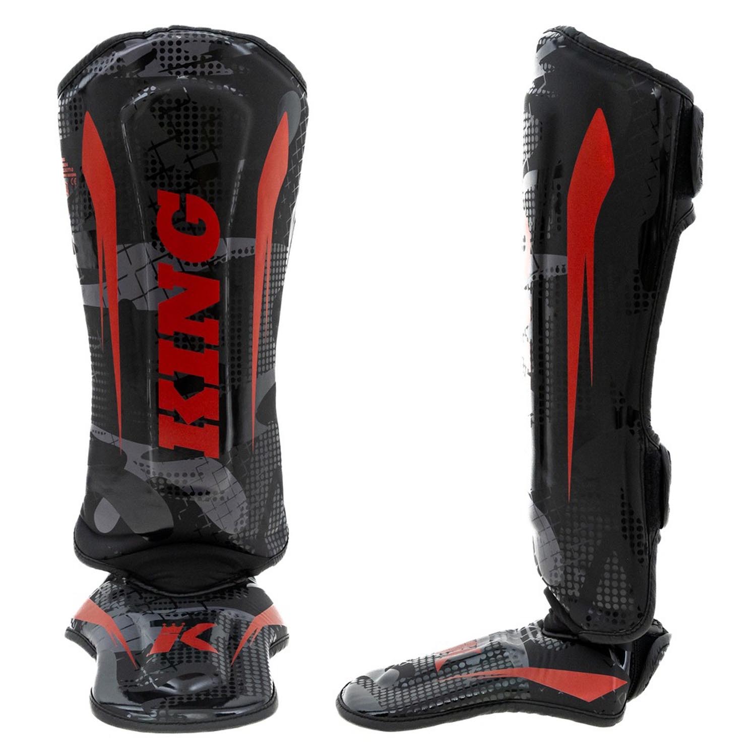 KING PRO BOXING Shin Guard, Shogun 3, black-red, XL