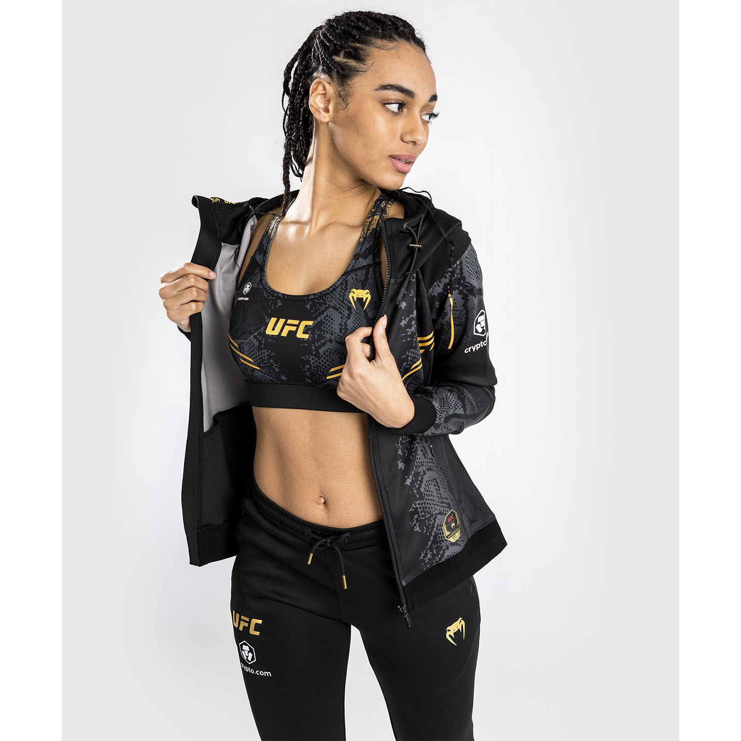 VENUM Zip Hoody, Women, UFC Fight Night, Adrenaline, black-gold, L
