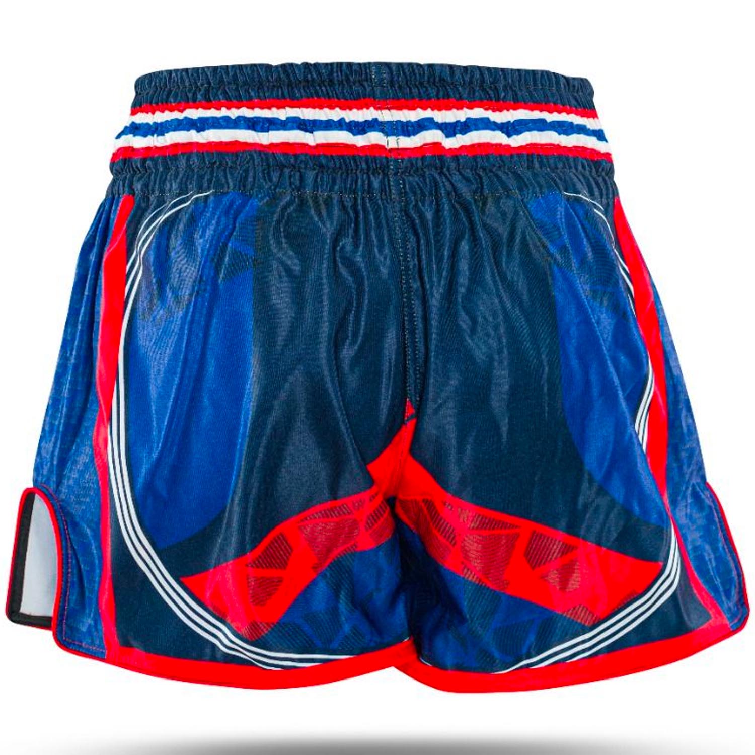 KING PRO Boxing Muay Thai Shorts, Flag 2, blue-red, S