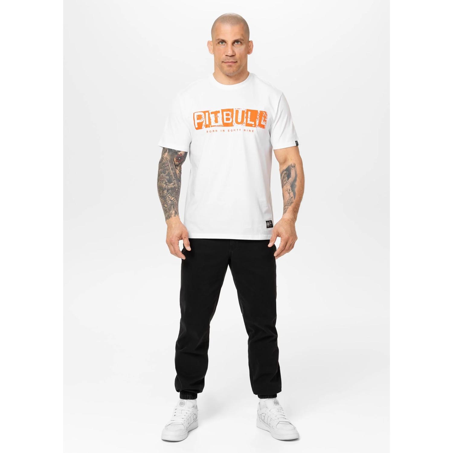Pit Bull West Coast T-Shirt, Blacky, white-orange, XXXL