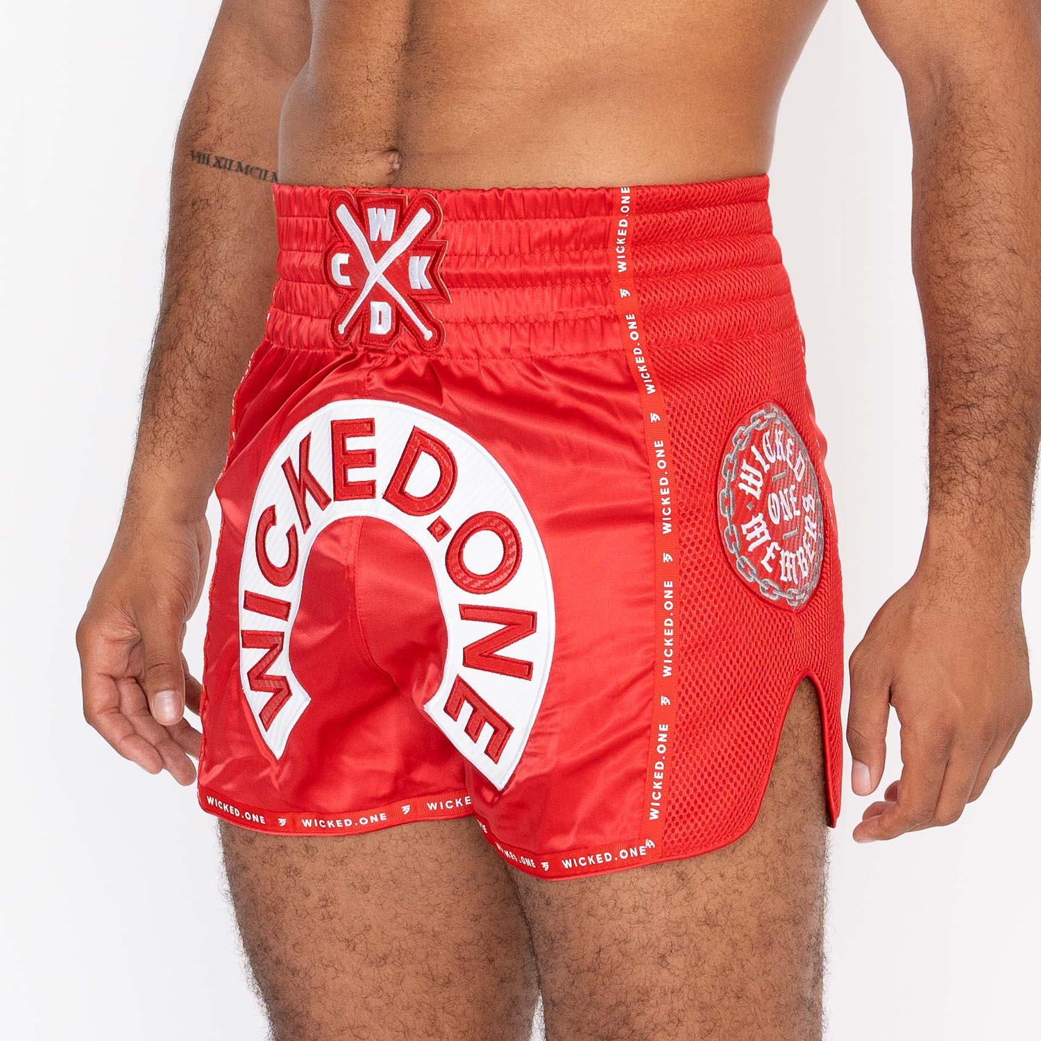 Wicked One Muay Thai Shorts, Herd, rot, S