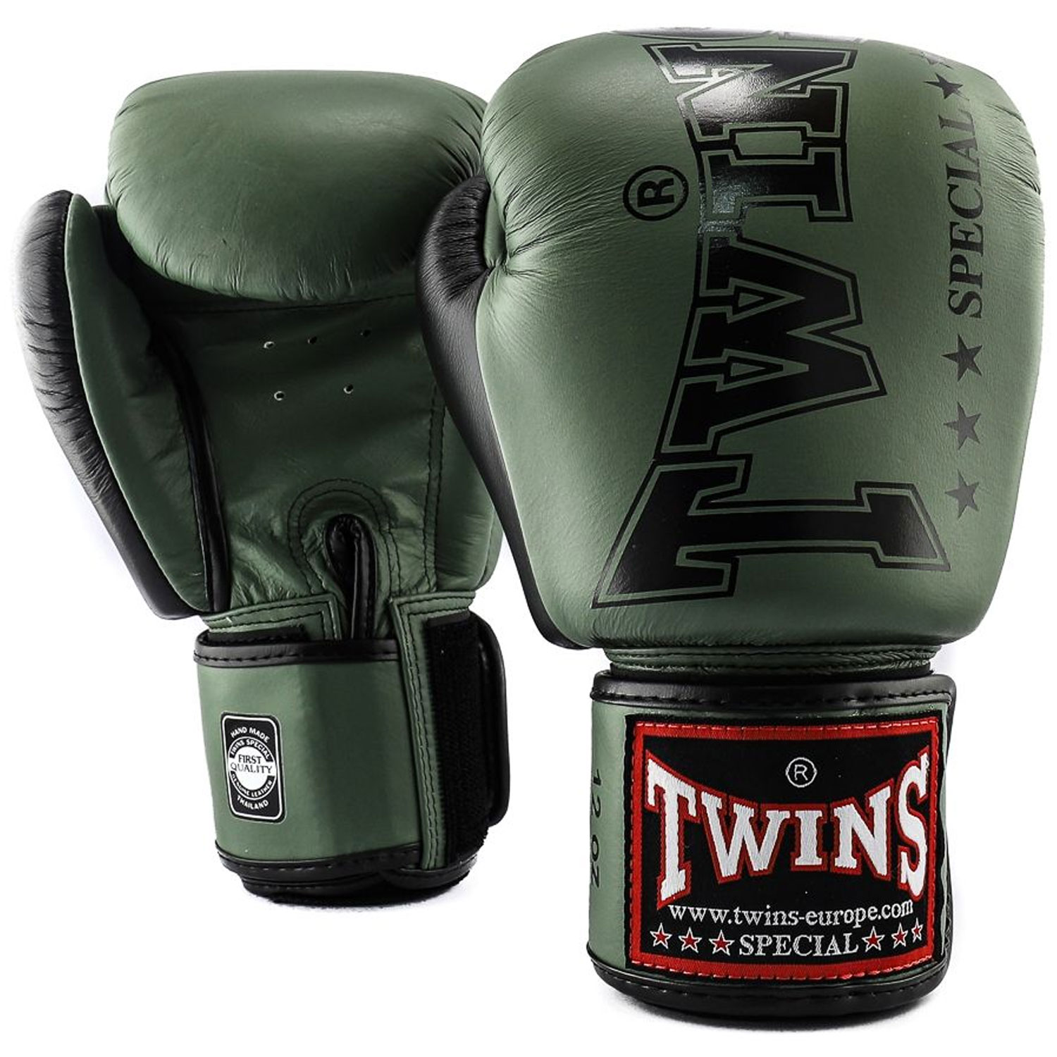 TWINS Special Boxhandschuhe, Leder, BGVL-8, grün-schw, 16 Oz