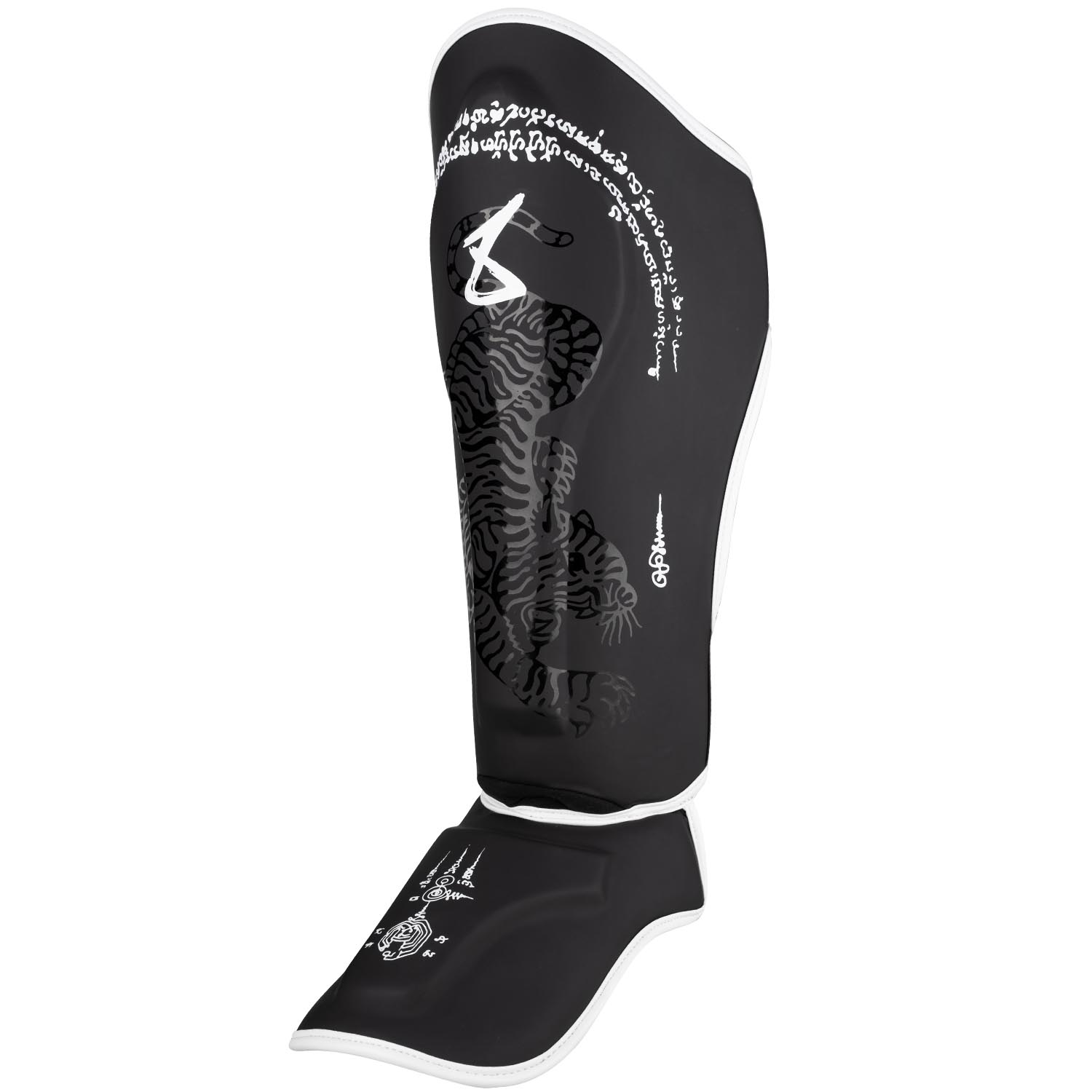 8 WEAPONS Schienbeinschoner, Sak Yant Big Tiger, schwarz-matt, L