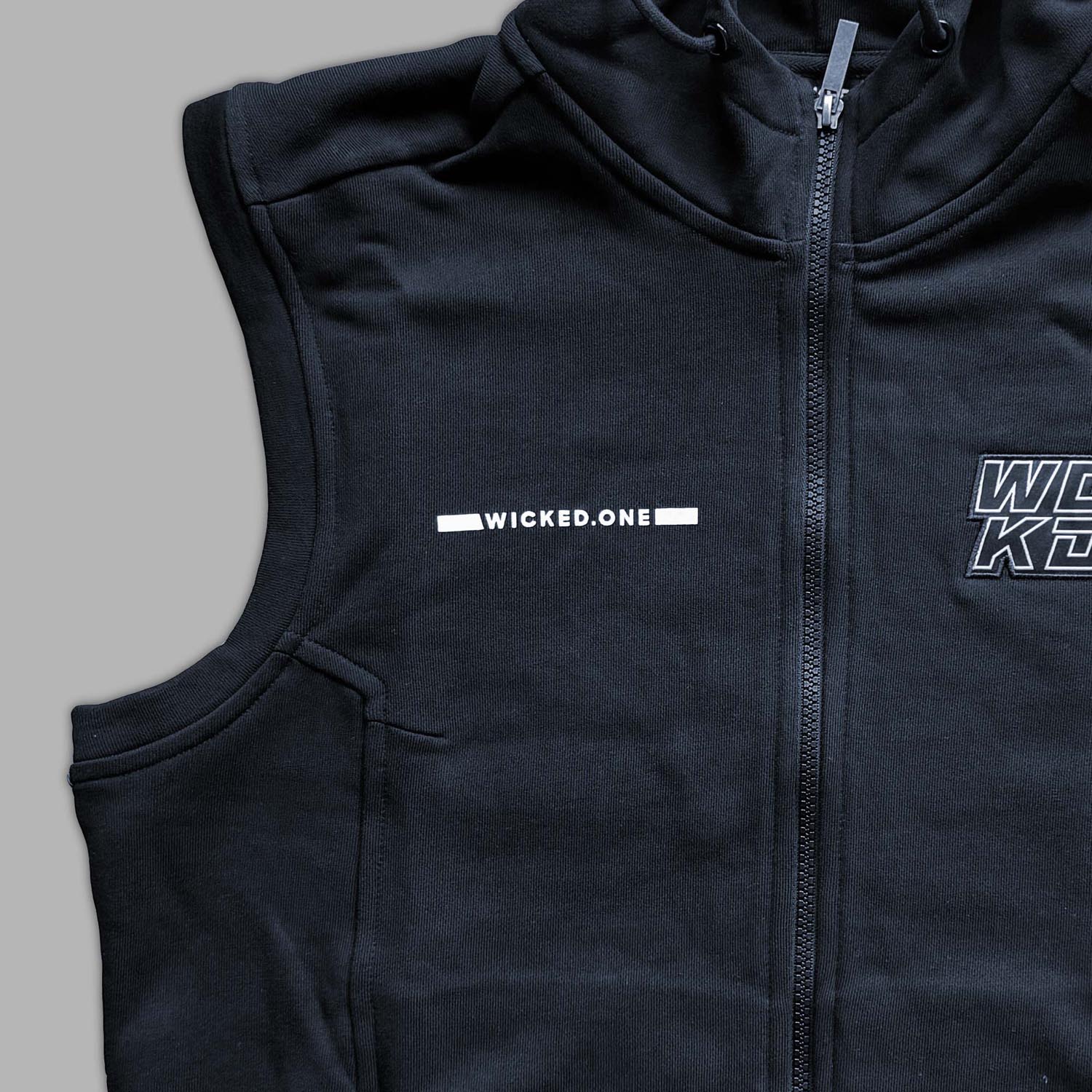 Wicked One Sleeveless Zip Hoody, Raw, black, XXL