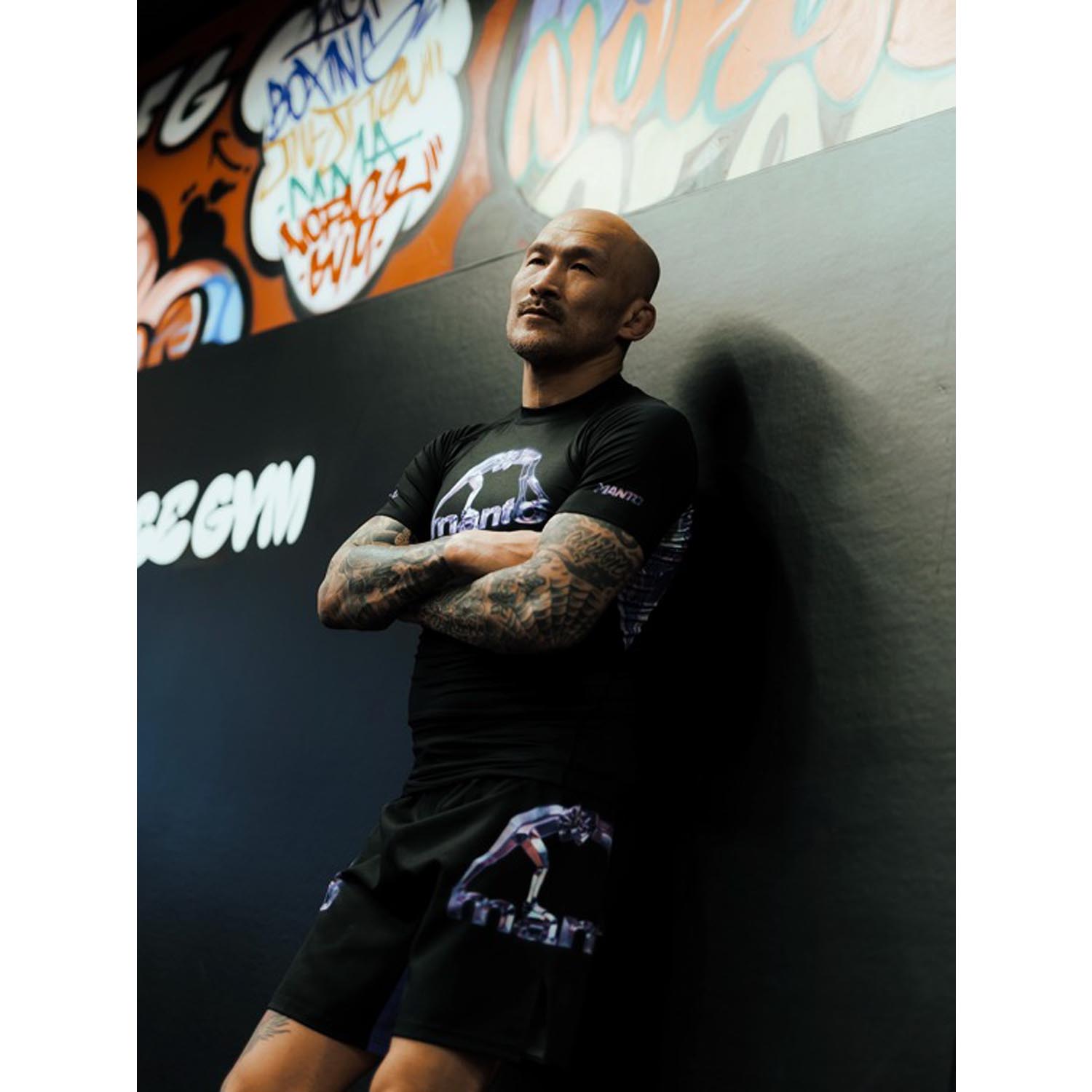MANTO Rashguard, S/S, Mirage, black-purple, S