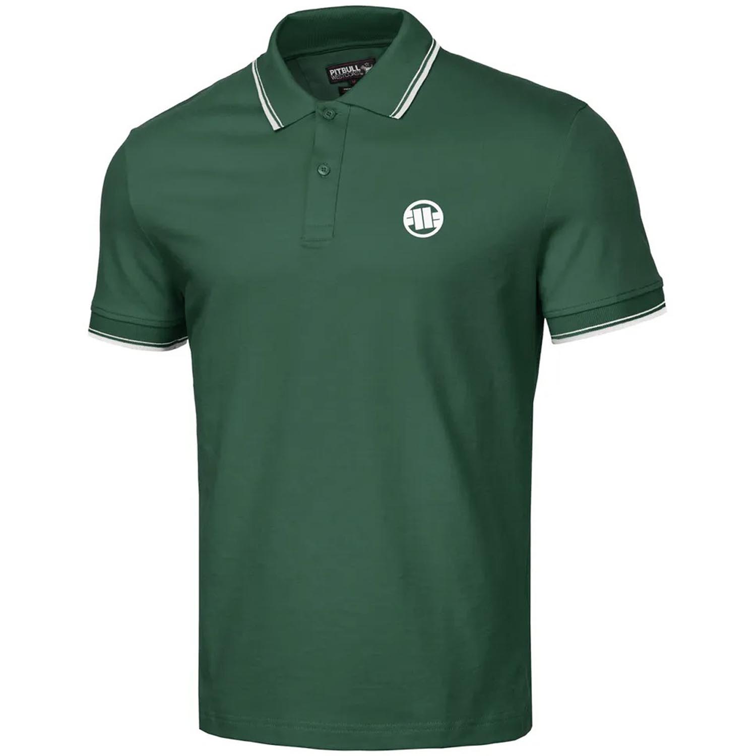 Pit Bull West Coast Polo T-Shirt, Pique Stripes, Regular, green, XXXL
