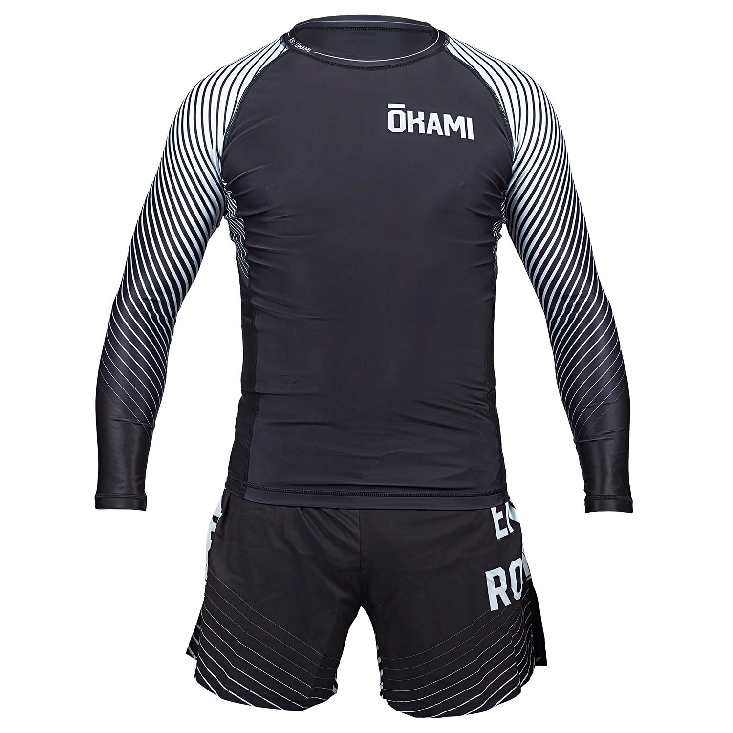 OKAMI MMA Fight Shorts, Big Kanji, black-white, M