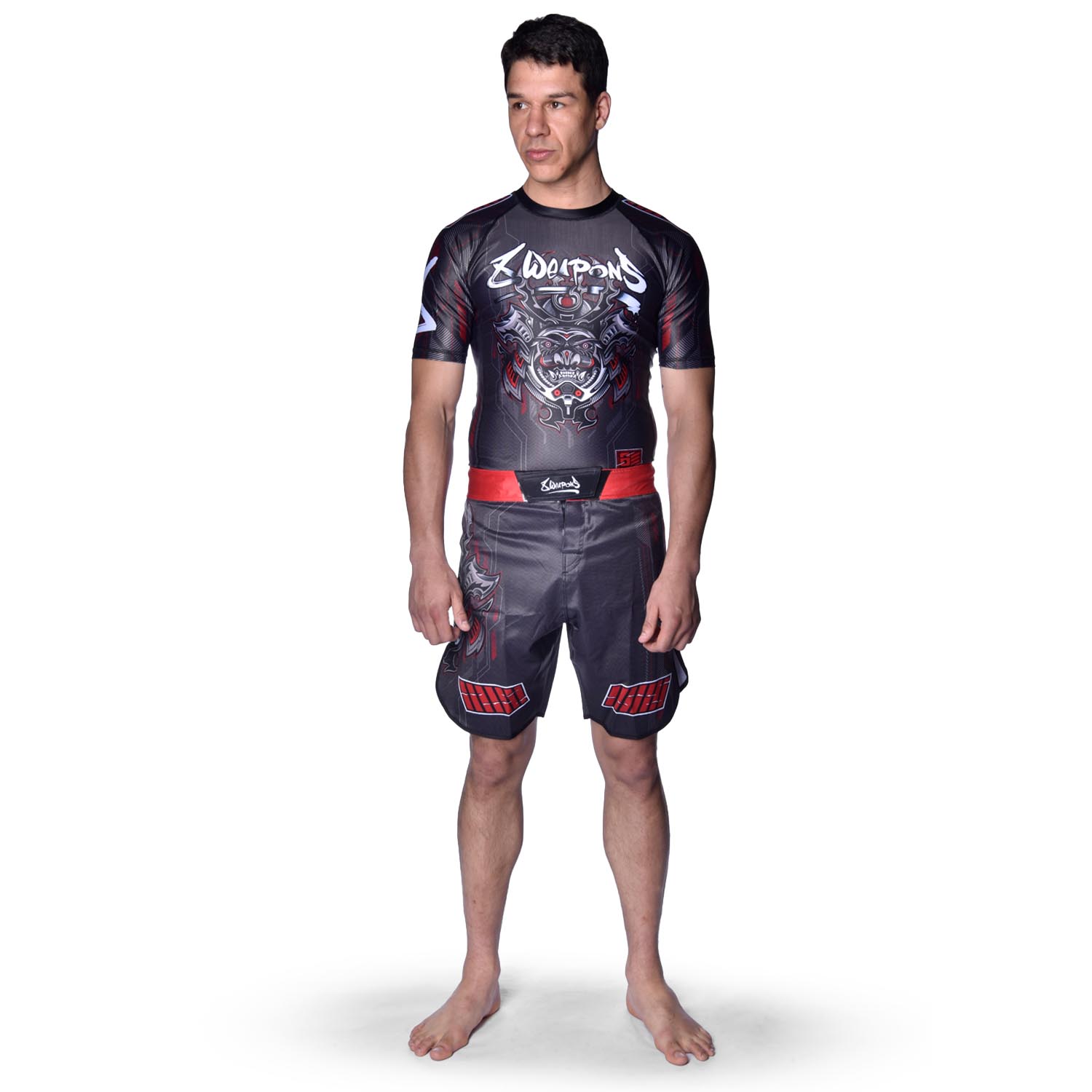 8 WEAPONS Fight Shorts, Samurai 2.0, black-red, XXL