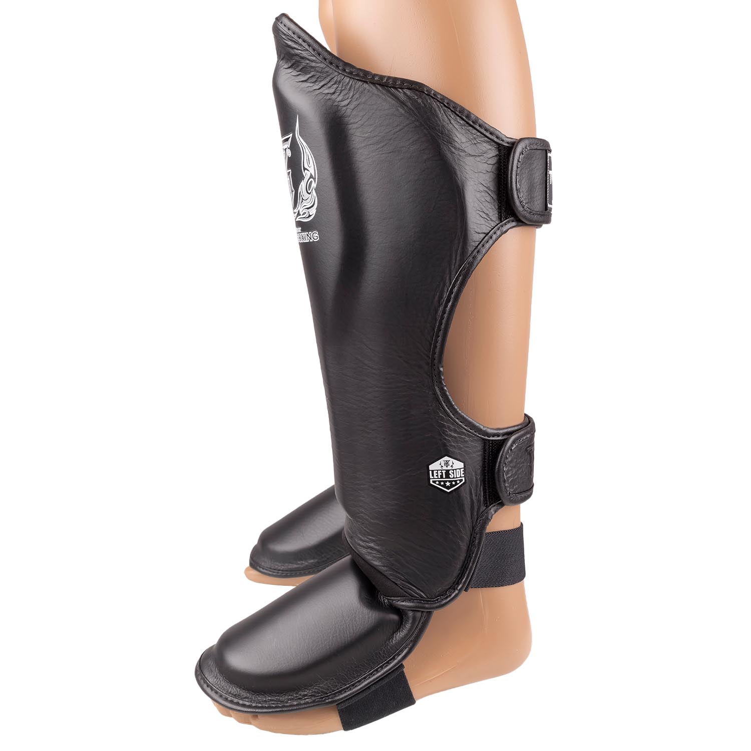 TOP KING BOXING Shin Guards, Pro Genuine Leather, black, XL