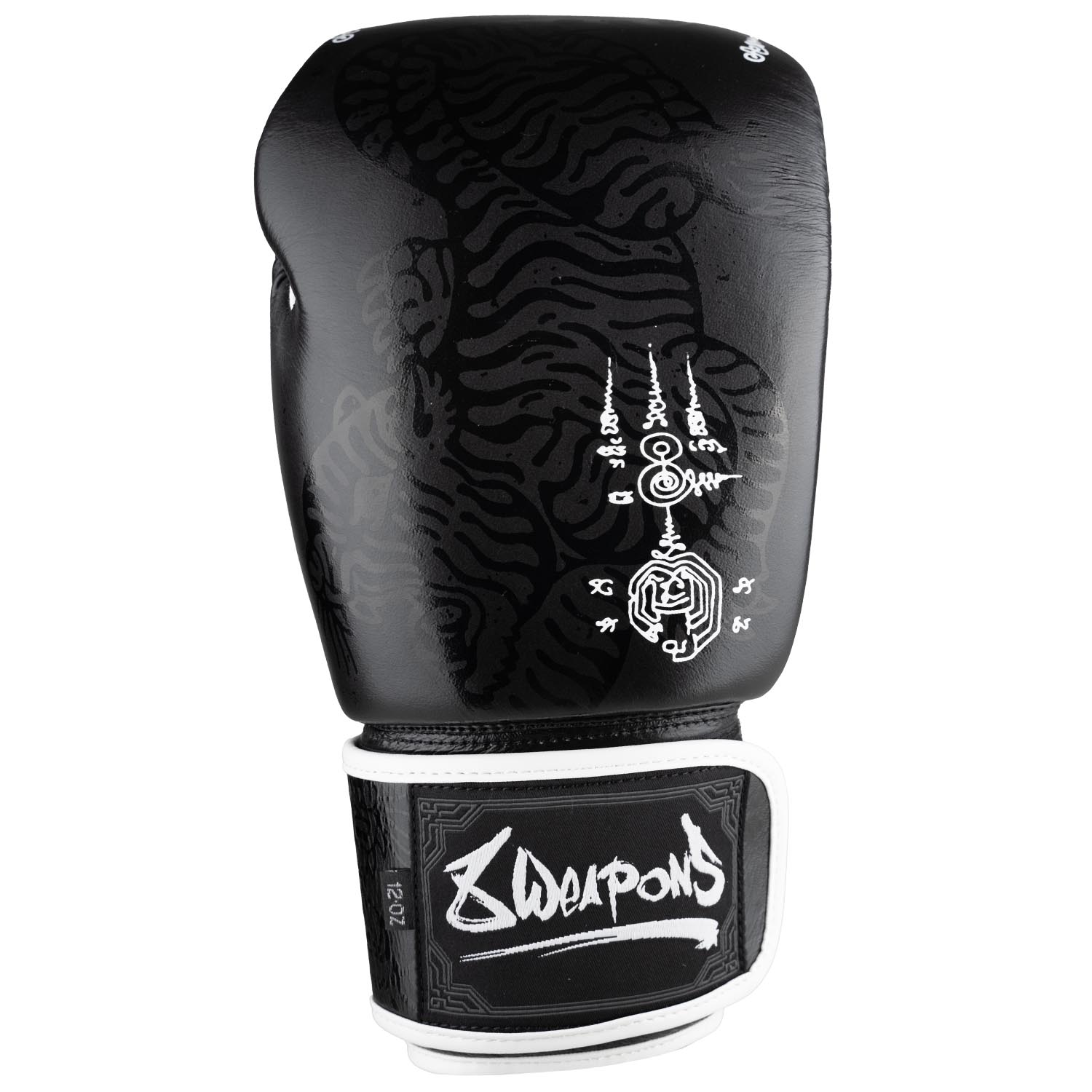 8 WEAPONS Boxing Gloves, Sak Yant Big Tiger, black-black, 16 Oz