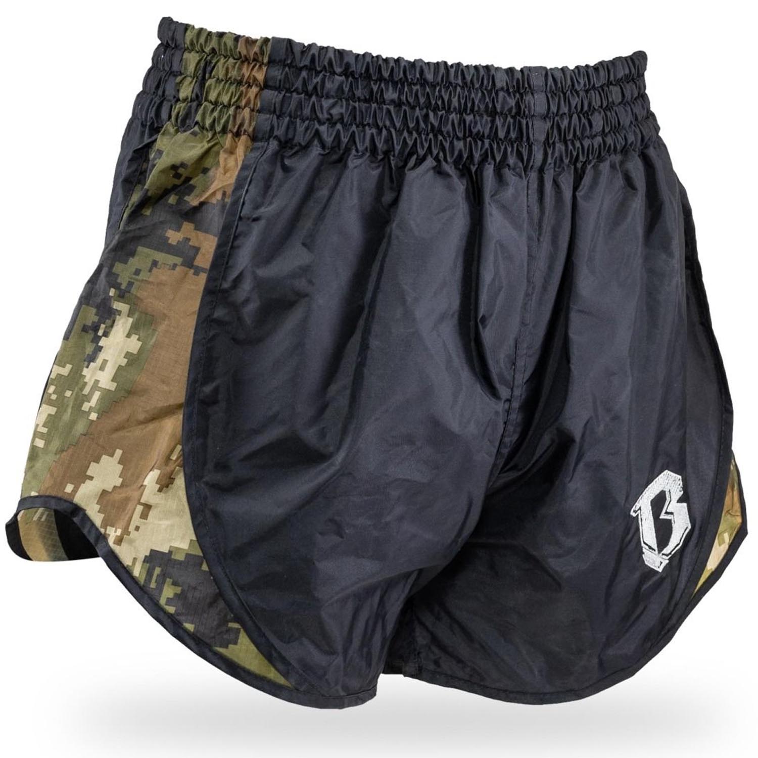 Booster Muay Thai Shorts Kids, Retro Hybrid, camo green, XXS