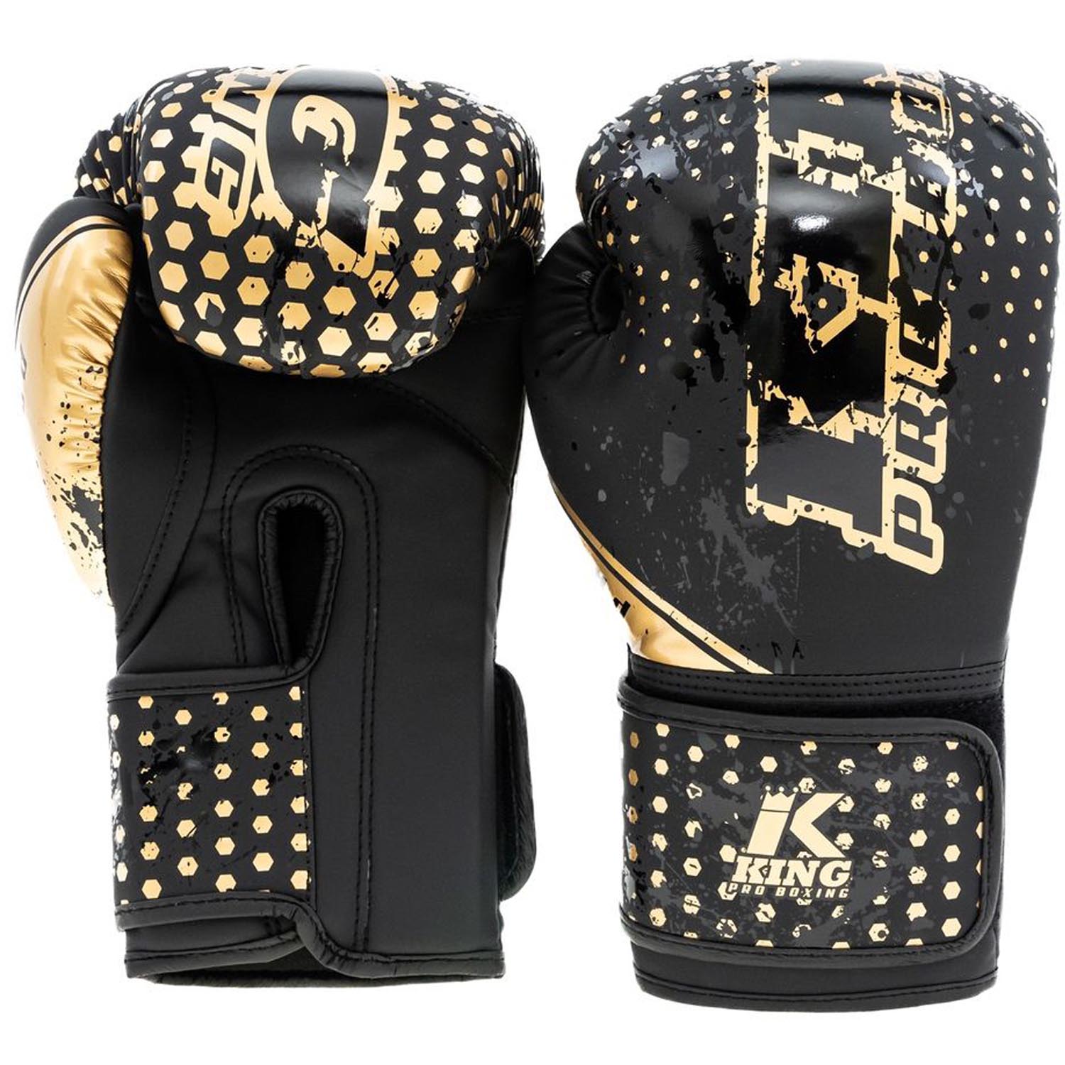 KING PRO BOXING Boxing Gloves, Hexagon 2, black-gold, 6 Oz