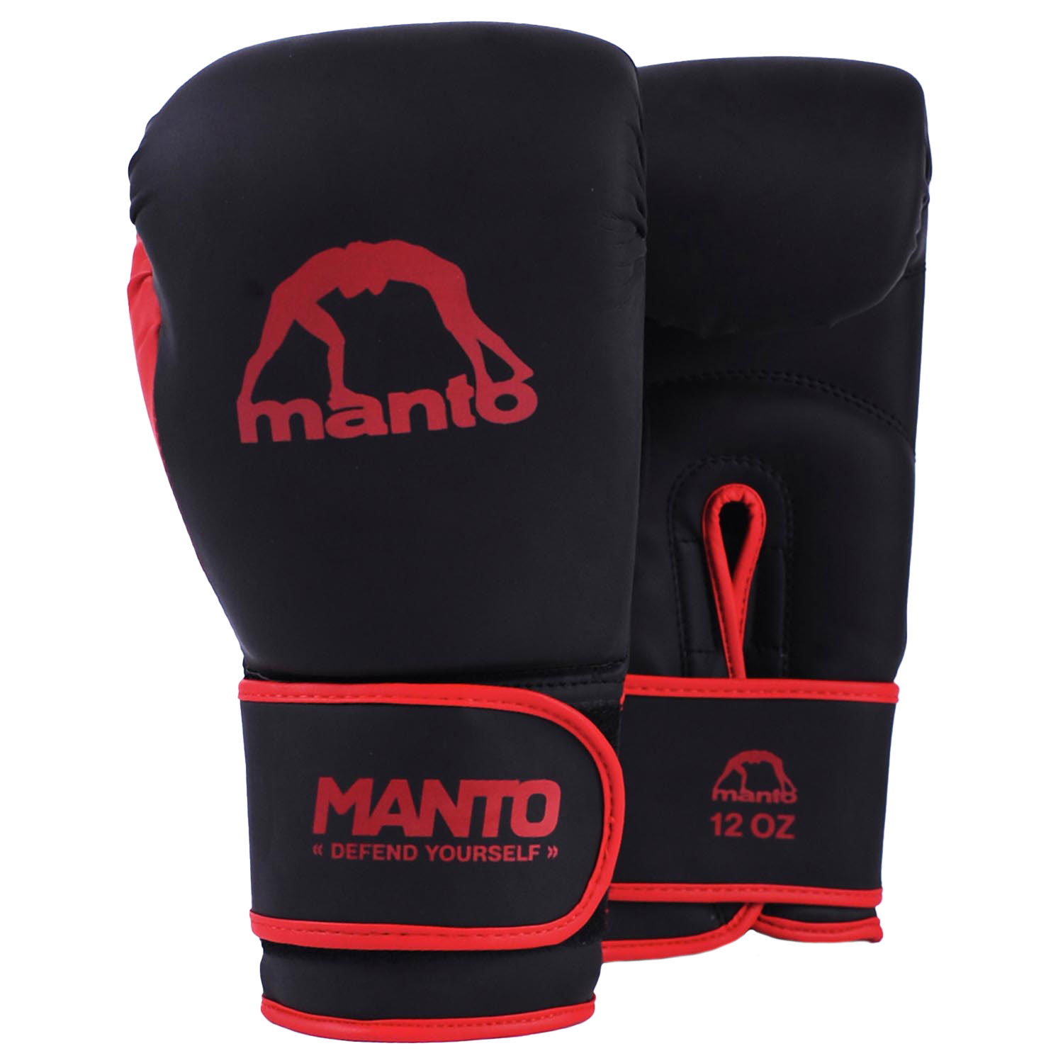 MANTO Boxing Gloves, Essential, black-red, 10 Oz