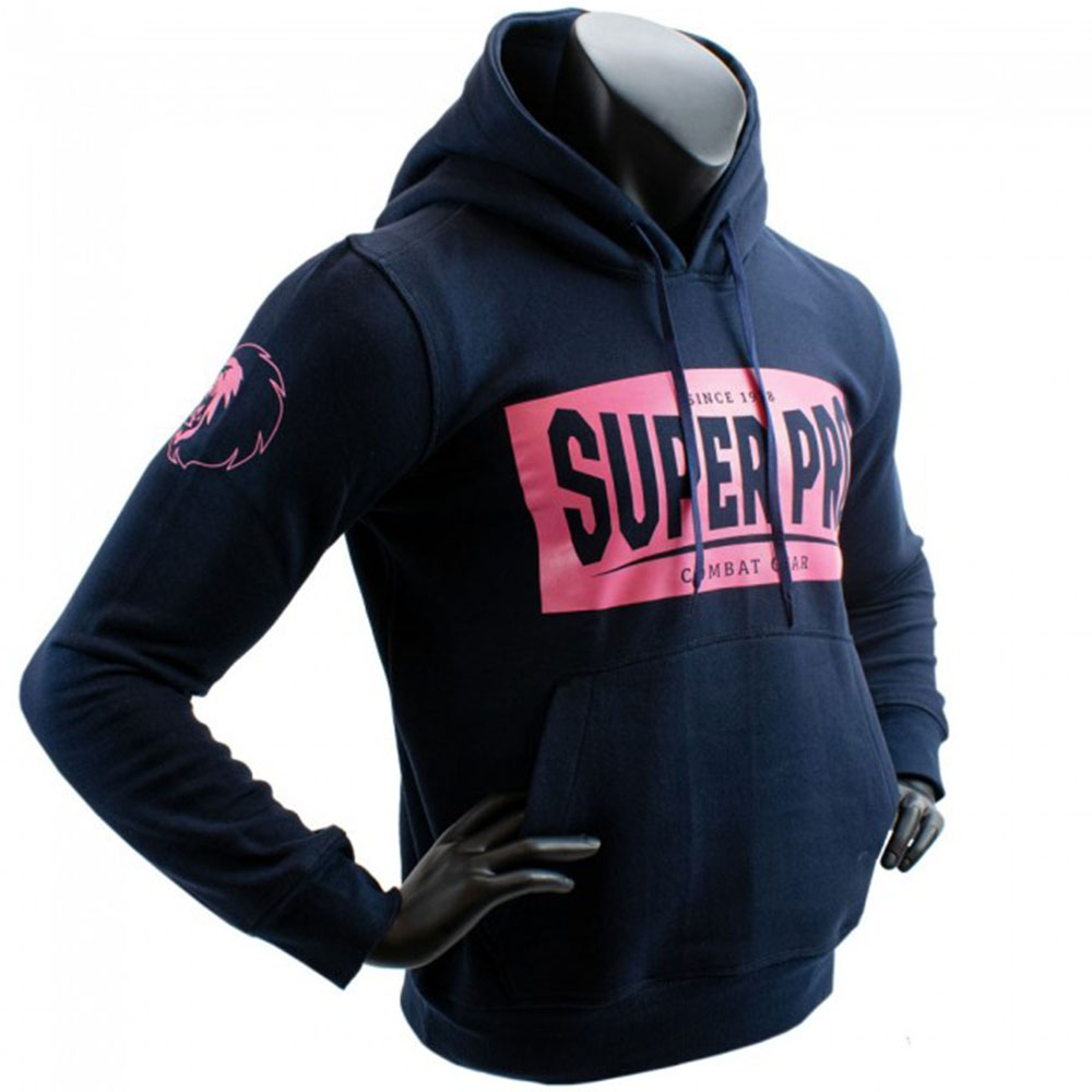 Super Pro Hoody, Block Logo, navy-pink, XS