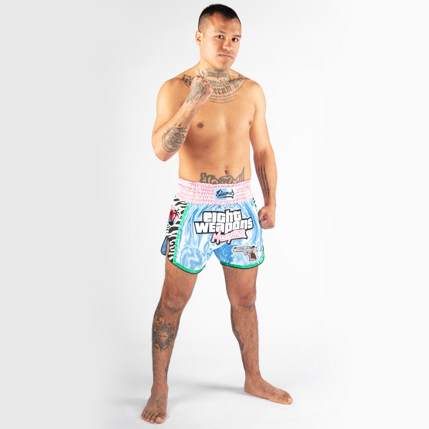 8 WEAPONS Muay Thai Shorts, Miami Thai, blau, L