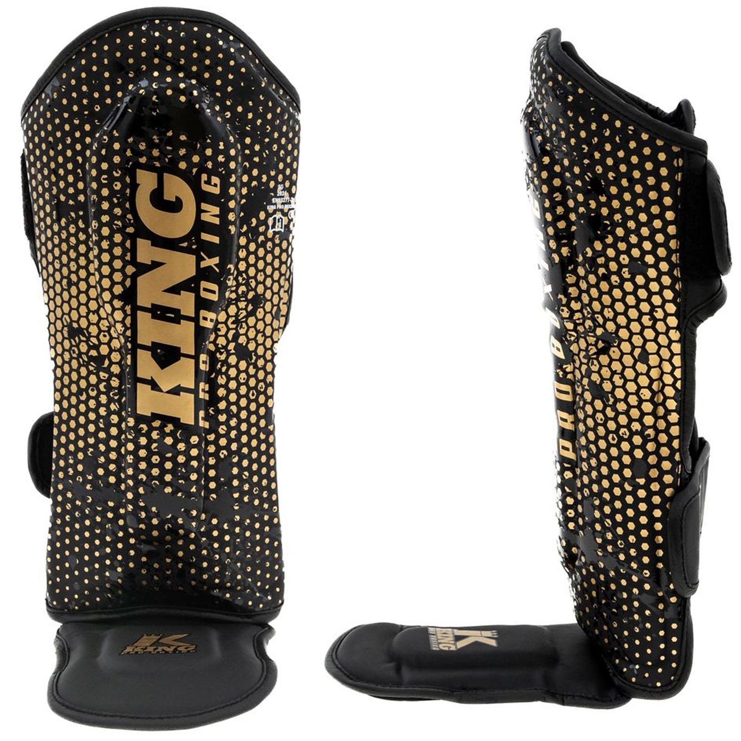 King PRO BOXING Shin Guard, Hexagon 2, black-gold, M