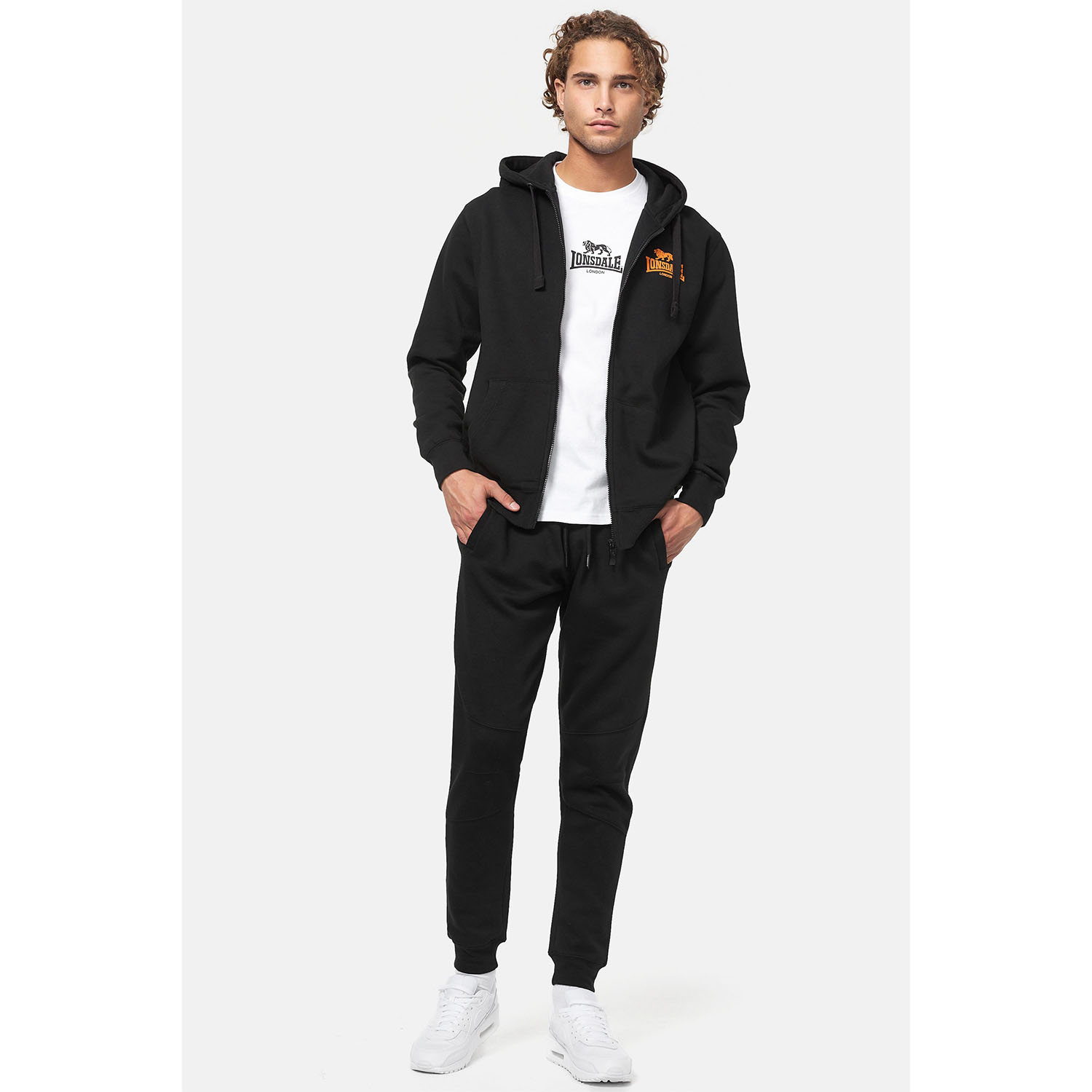 Lonsdale Zip Hoody, Carnach, black-orange, S
