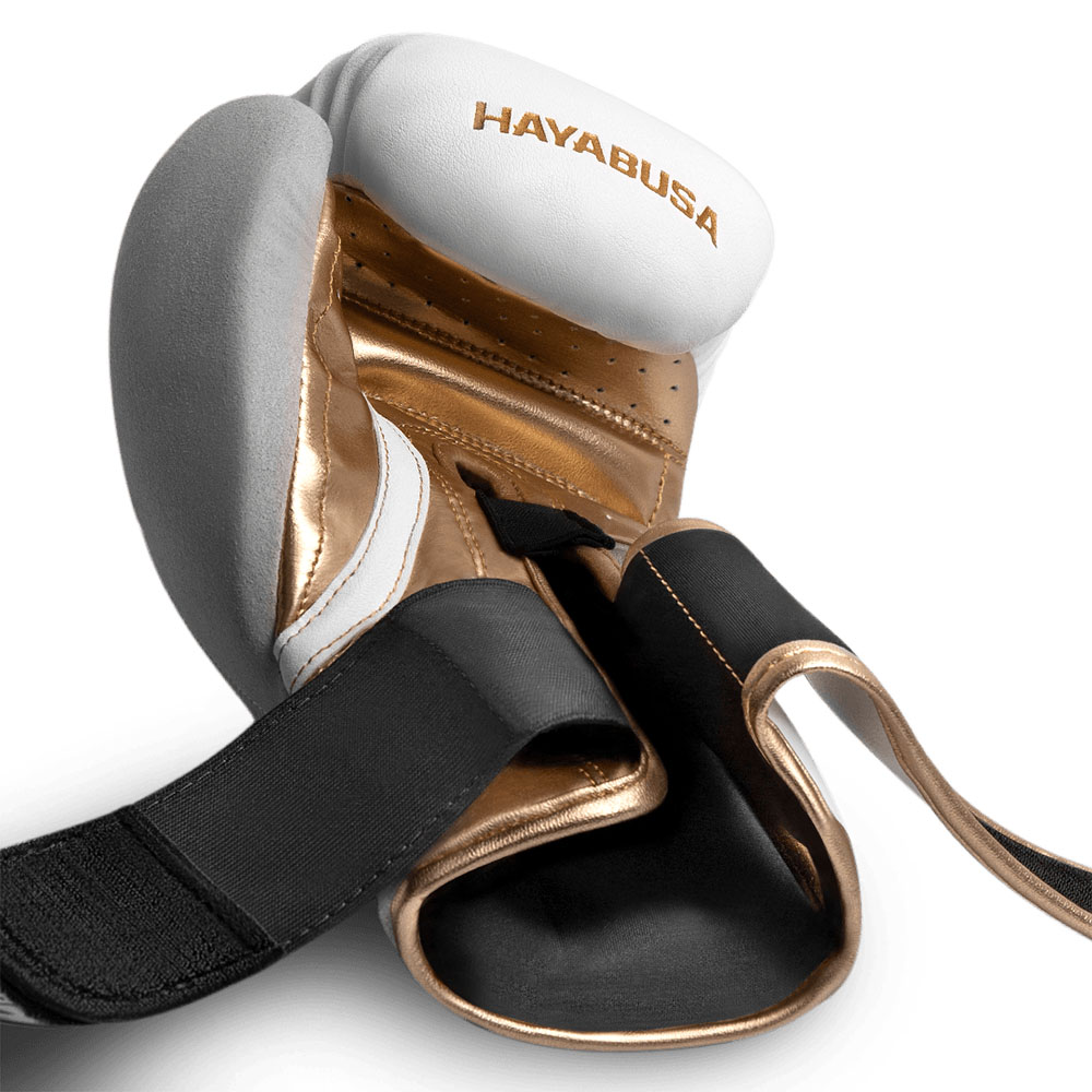 Hayabusa Boxhandschuhe, T3, weiß-gold, 12 Oz