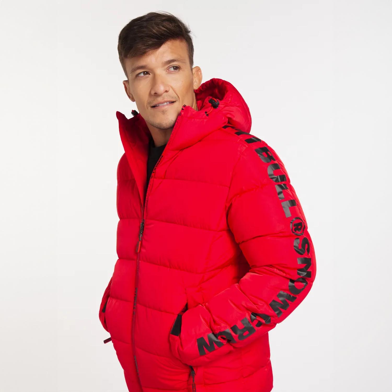 Pit Bull West Coast Jacke, Padded Hooded Airway 4, rot, XXL
