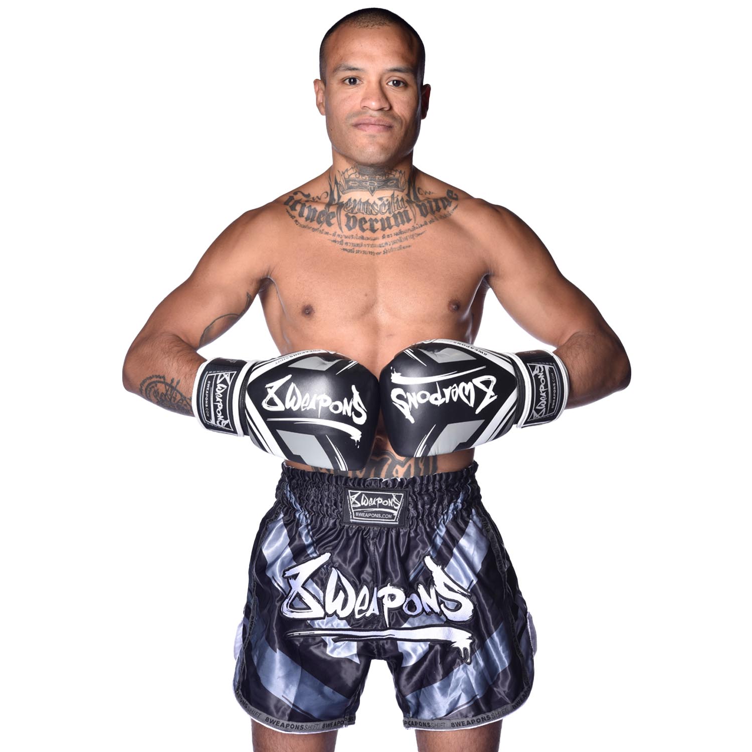8 WEAPONS Boxing Gloves, Shift, black-white, 16 Oz