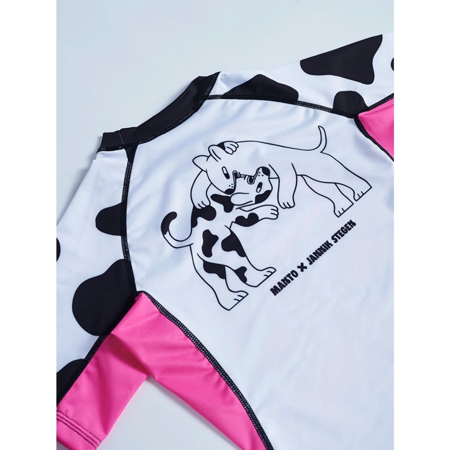 MANTO Rashguard, Kids, S/S, Dogs, black-pink, L