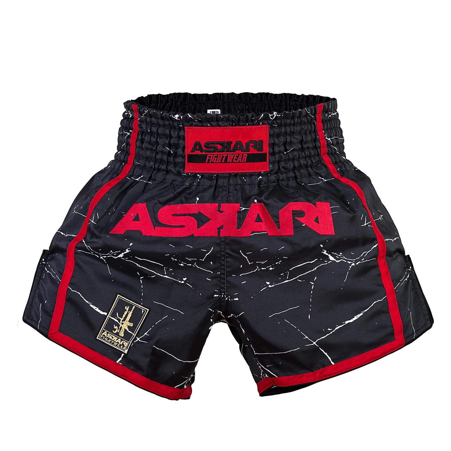 ASKARI Muay Thai Shorts, Carrara, black-red, XXL