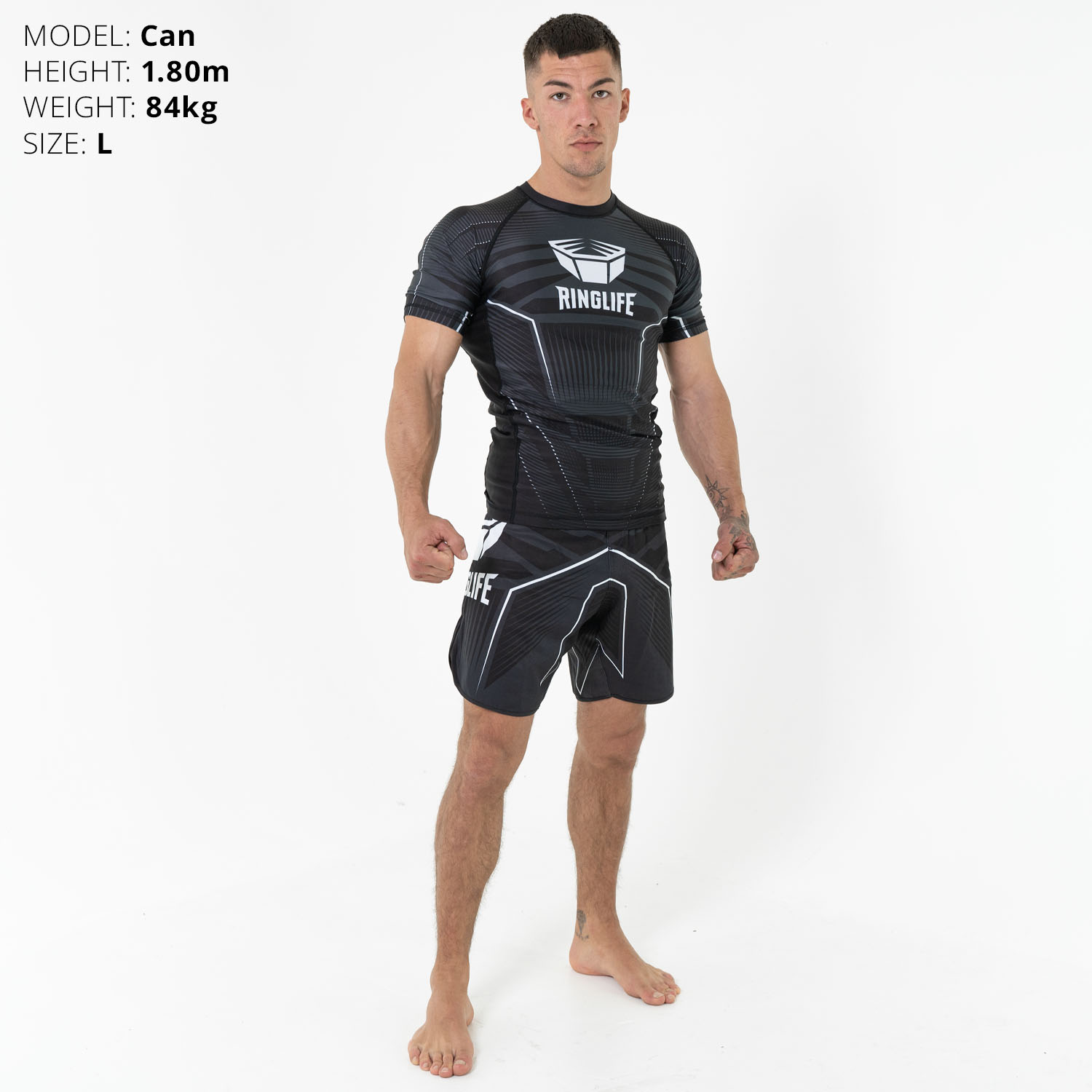 RINGLIFE Rashguard, S/S - Octaring schwarz-weiss XXL