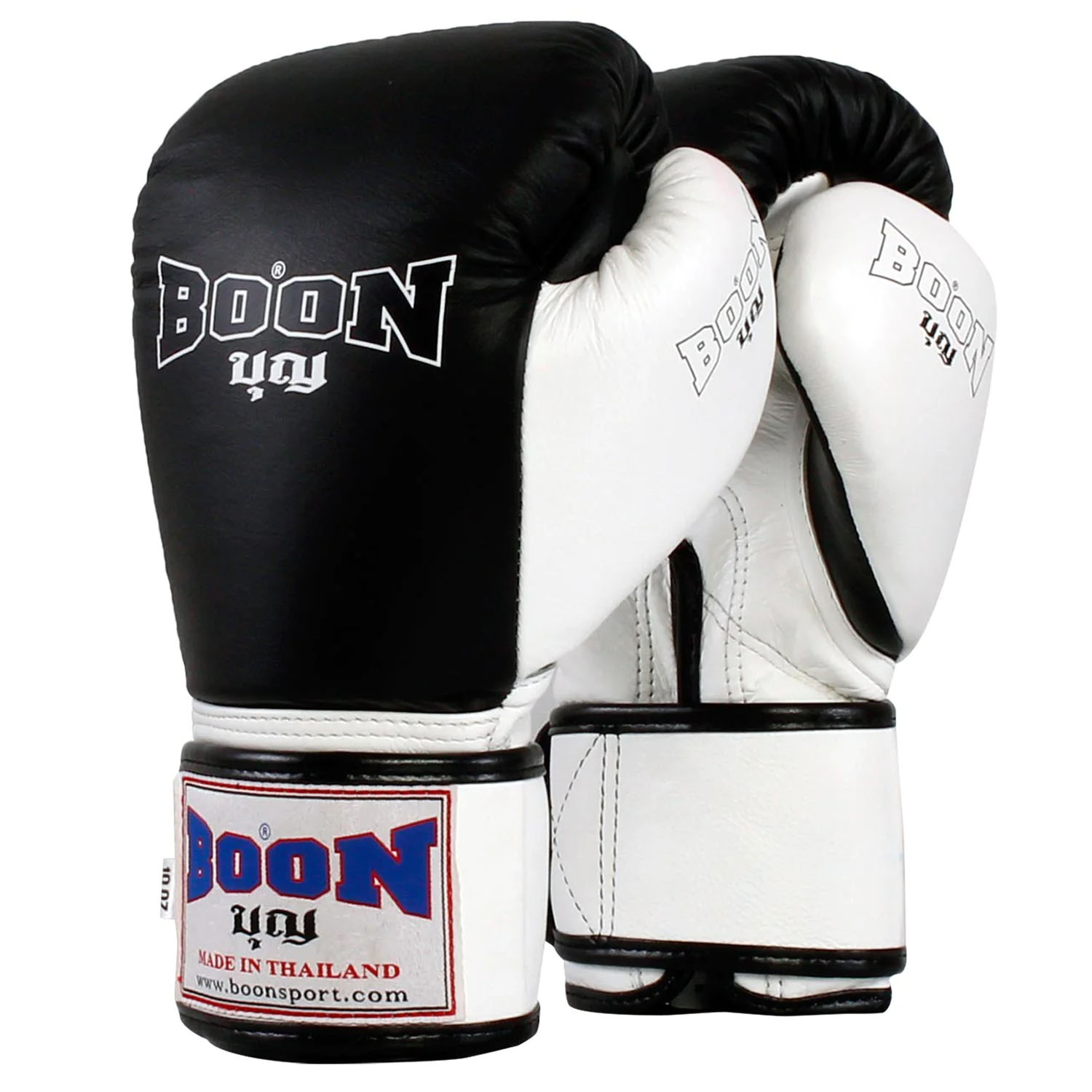BOON Boxing Gloves, BGCBK, Compact Velcro, black-white, 10 Oz