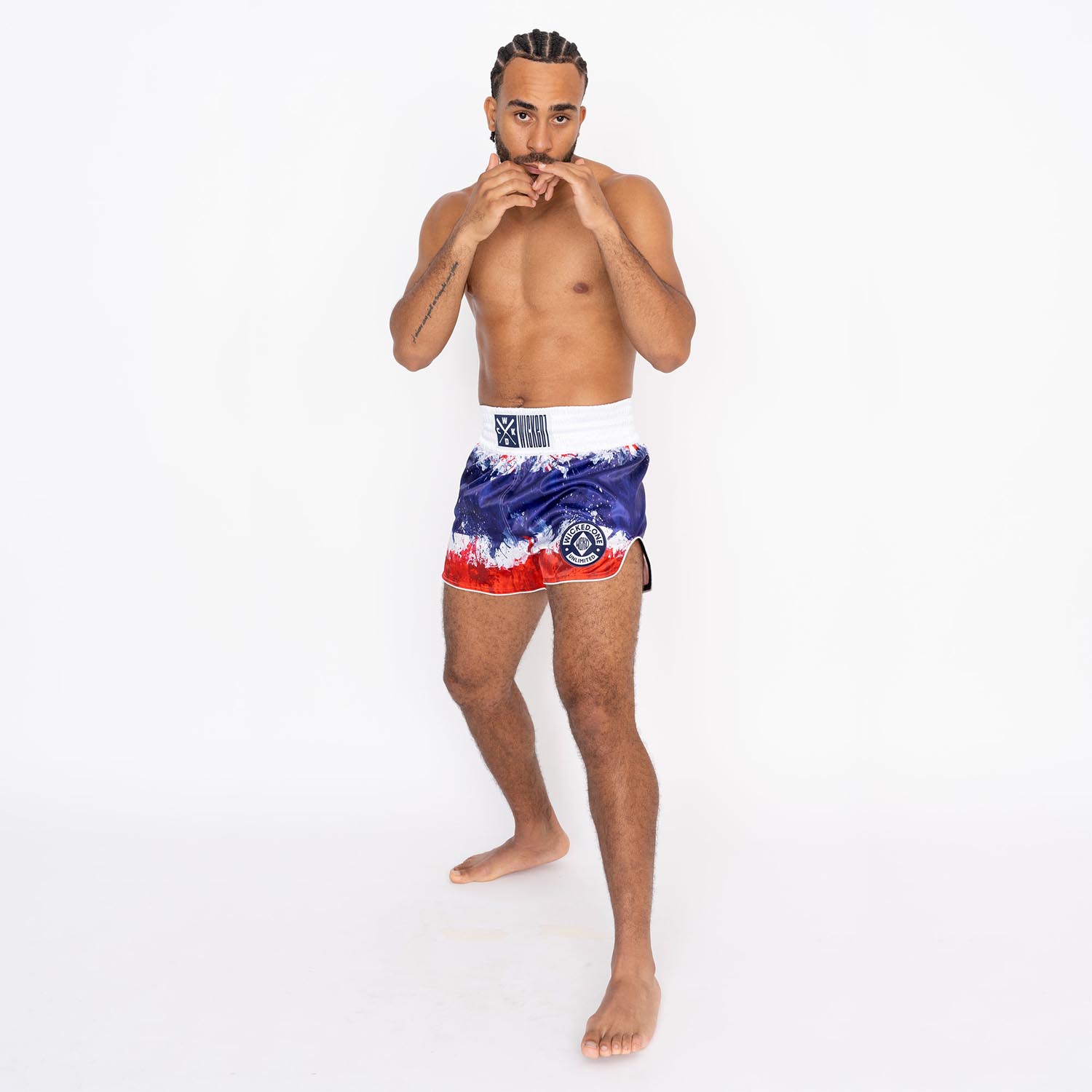 Wicked One Muay Thai Shorts, Thai Flag, white, M