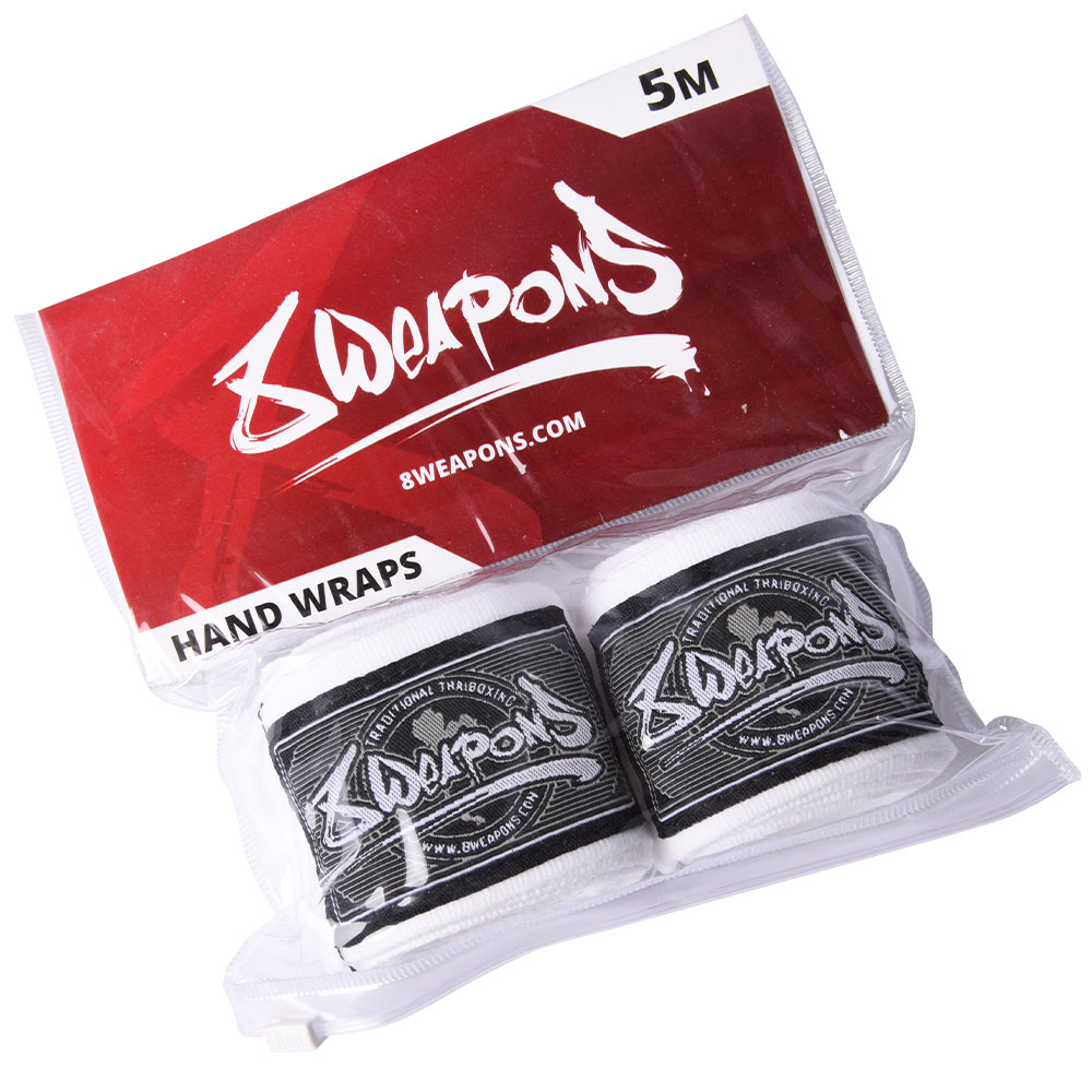8 WEAPONS Hand Wraps, semi-elastic, 5 m, white