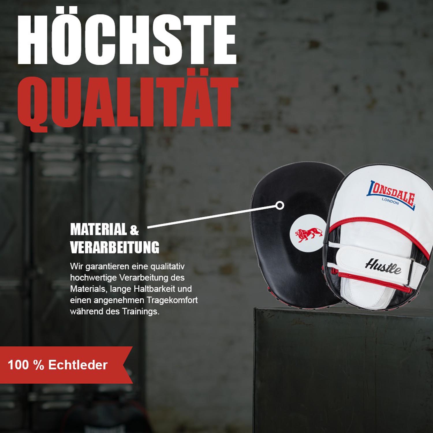 Lonsdale Focus Mitts, Hustle, black-white-red
