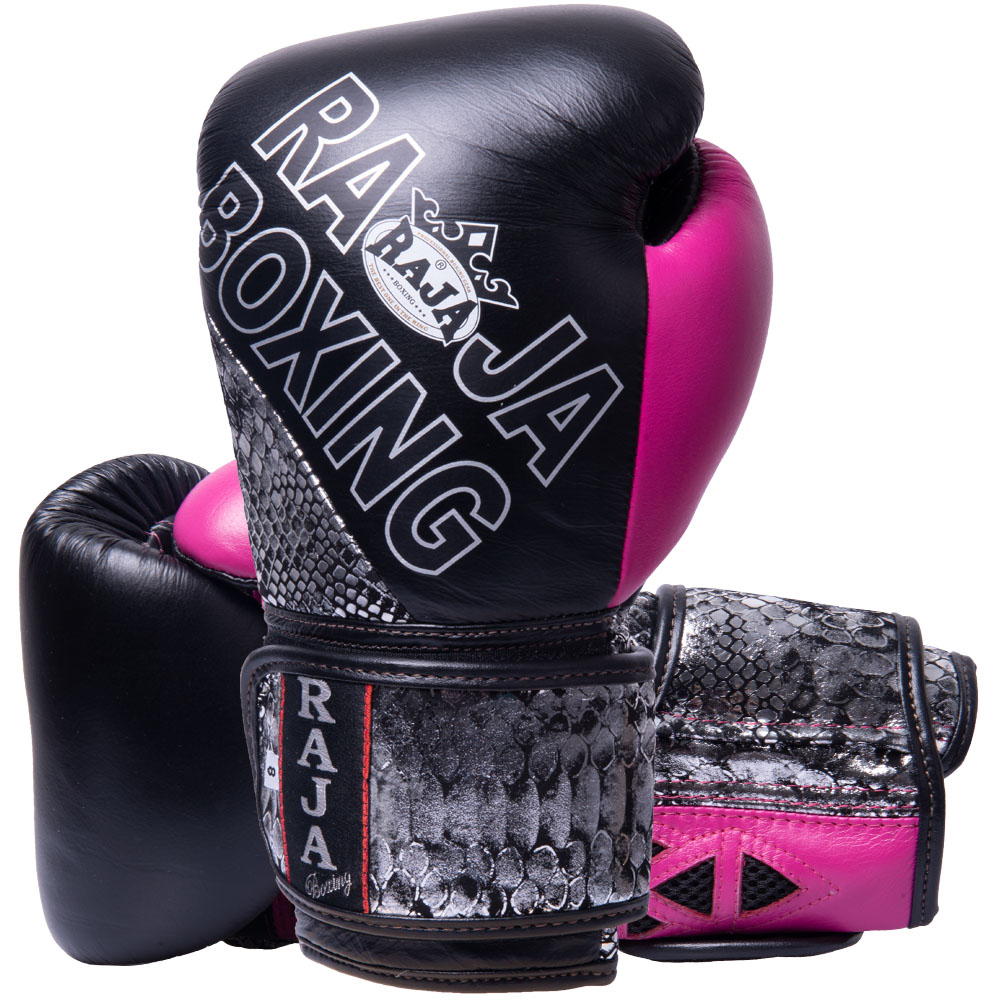 RAJA Boxhandschuhe, Damen, Deluxe, schwarz-pink, 8 Oz