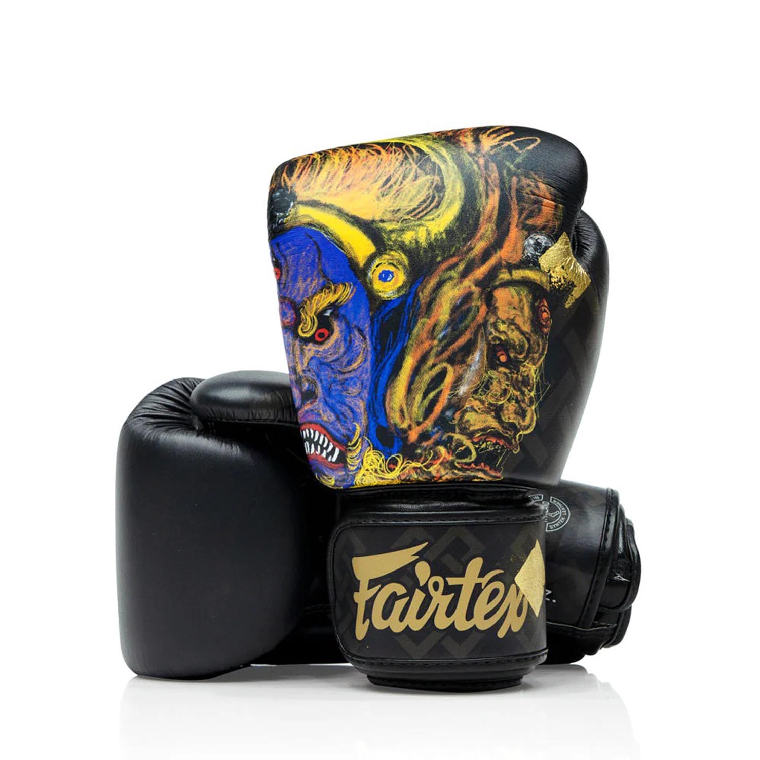 Fairtex Boxing Gloves, Yamantaka, black-gold, 16 Oz
