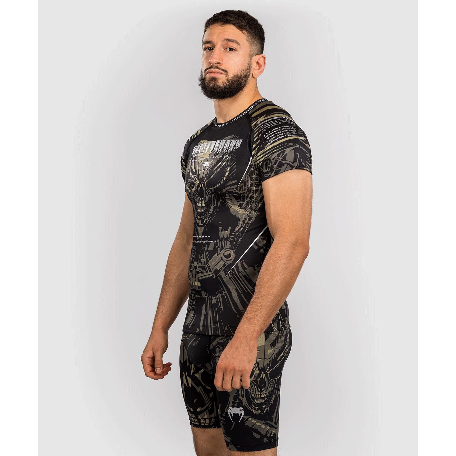 VENUM Rashguard, S/S, Invader, black-sand, XXL