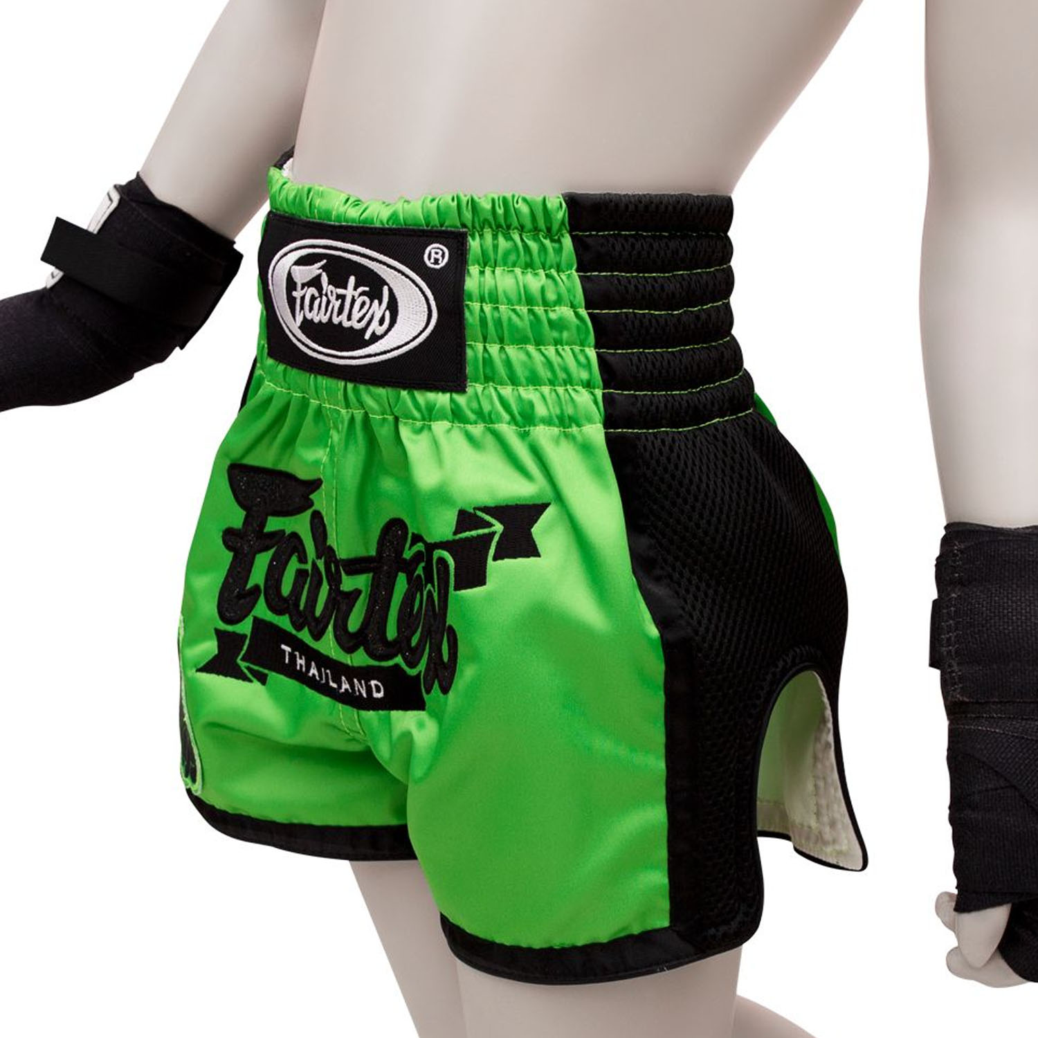 Fairtex Muay Thai Shorts, Kinder, BSK2106, grün-schwarz, 8-10 J