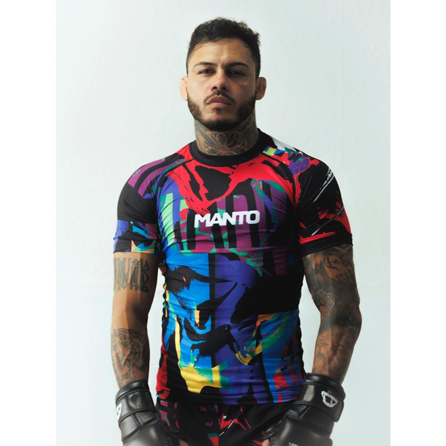 MANTO Rashguard, S/S, Rave, black-pink, XXL