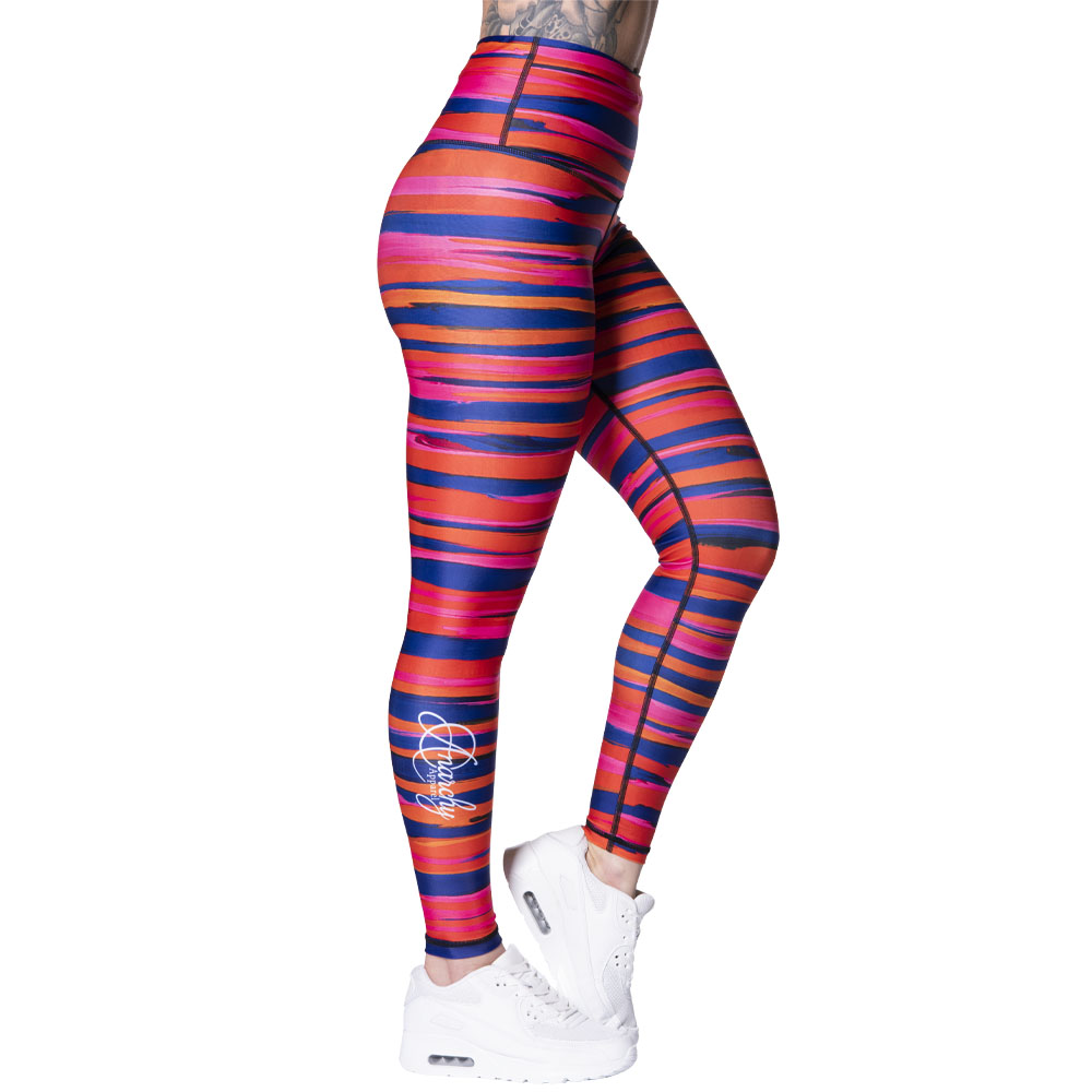 Anarchy Apparel Leggings, Brushed, orange-blue, XS
