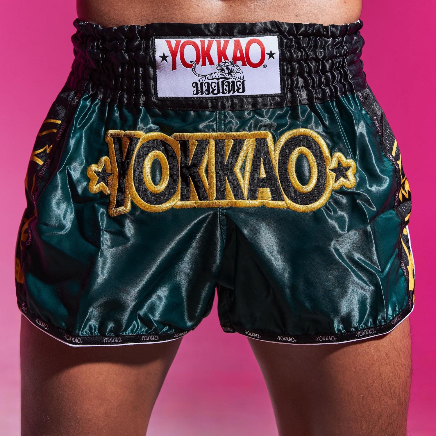 YOKKAO Muay Thai Shorts, Original Gold, green-yellow-black, XXL