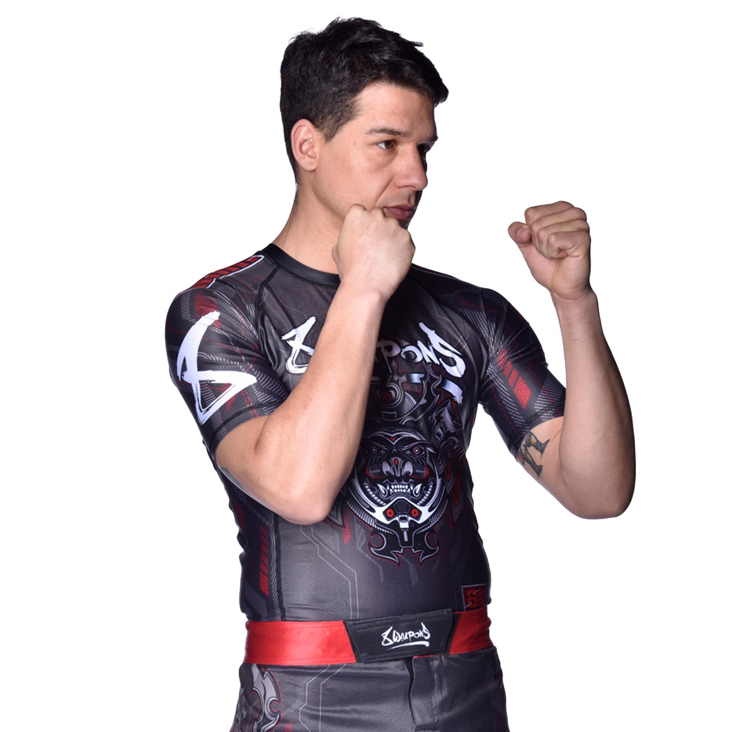8 WEAPONS Rashguard, S/S, Samurai 2.0, black-red, XXL