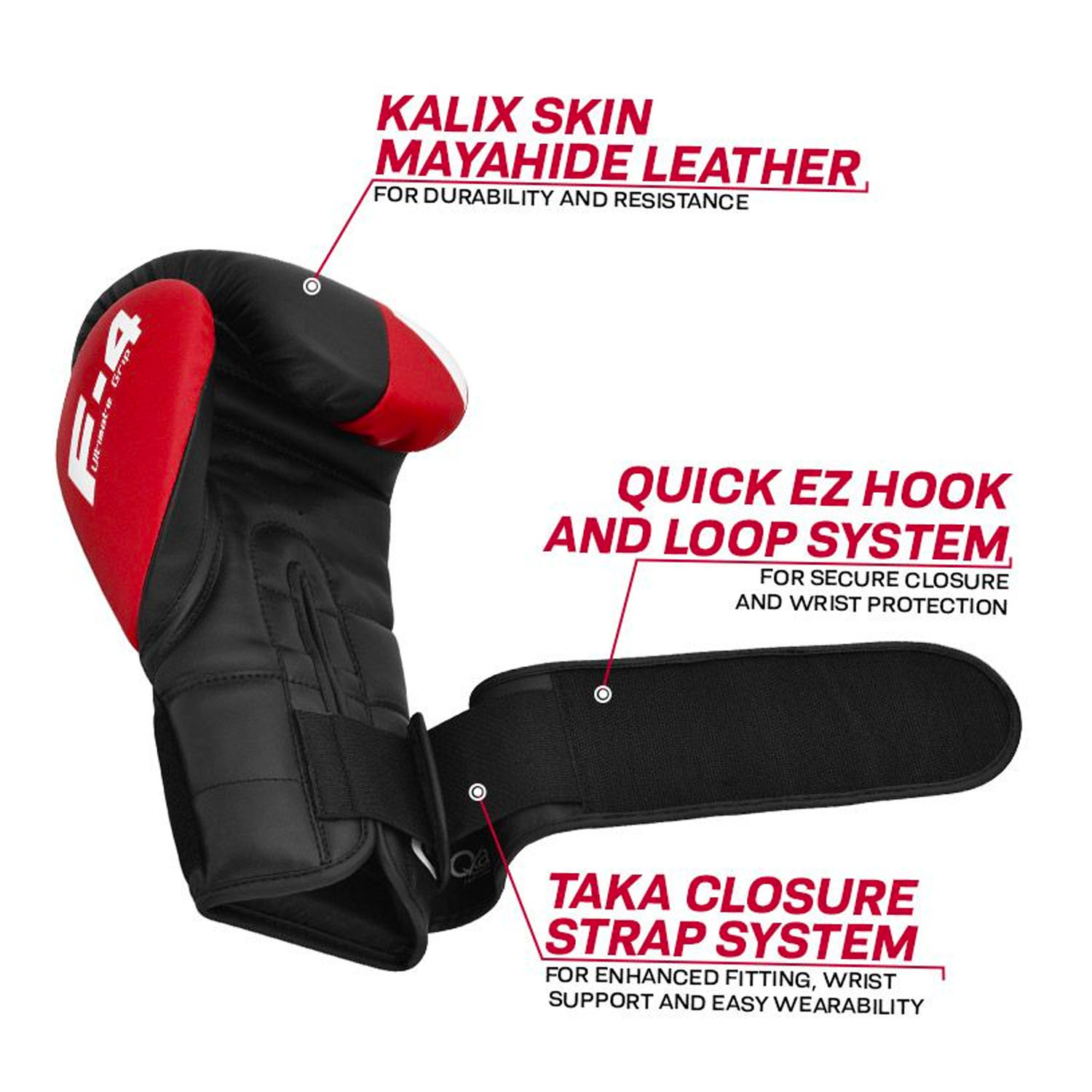 RDX Boxing Gloves, Rex F4, black-red, 12 Oz