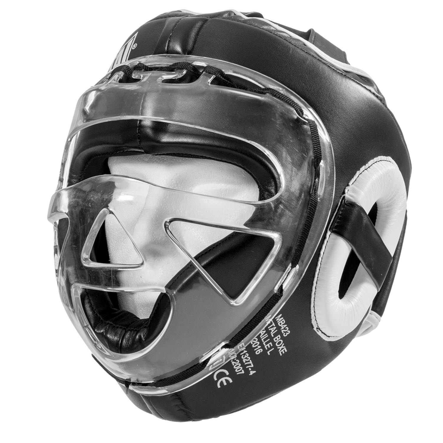 Metal Boxe Head Guard, Face, black-white