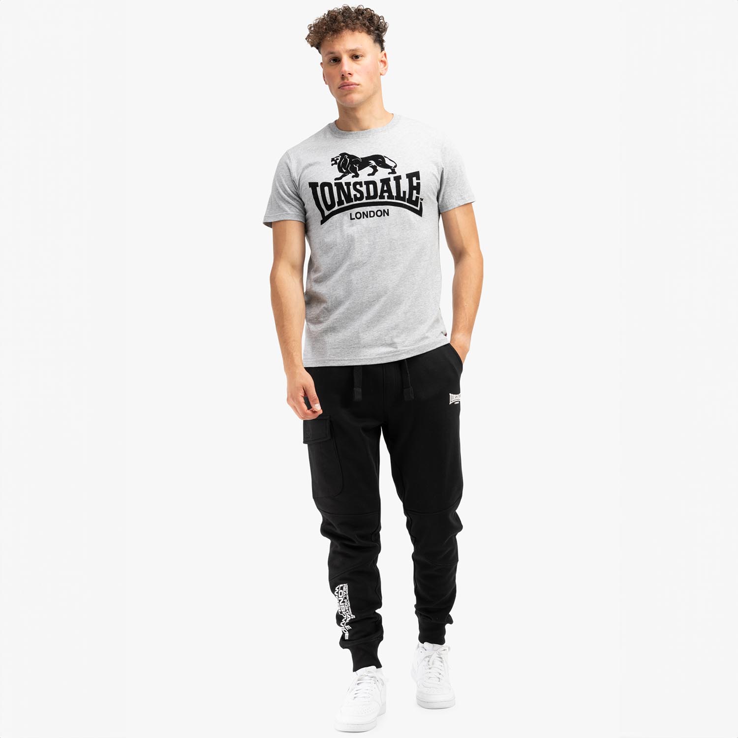 Lonsdale T-Shirt, Tullig, grey-black, S
