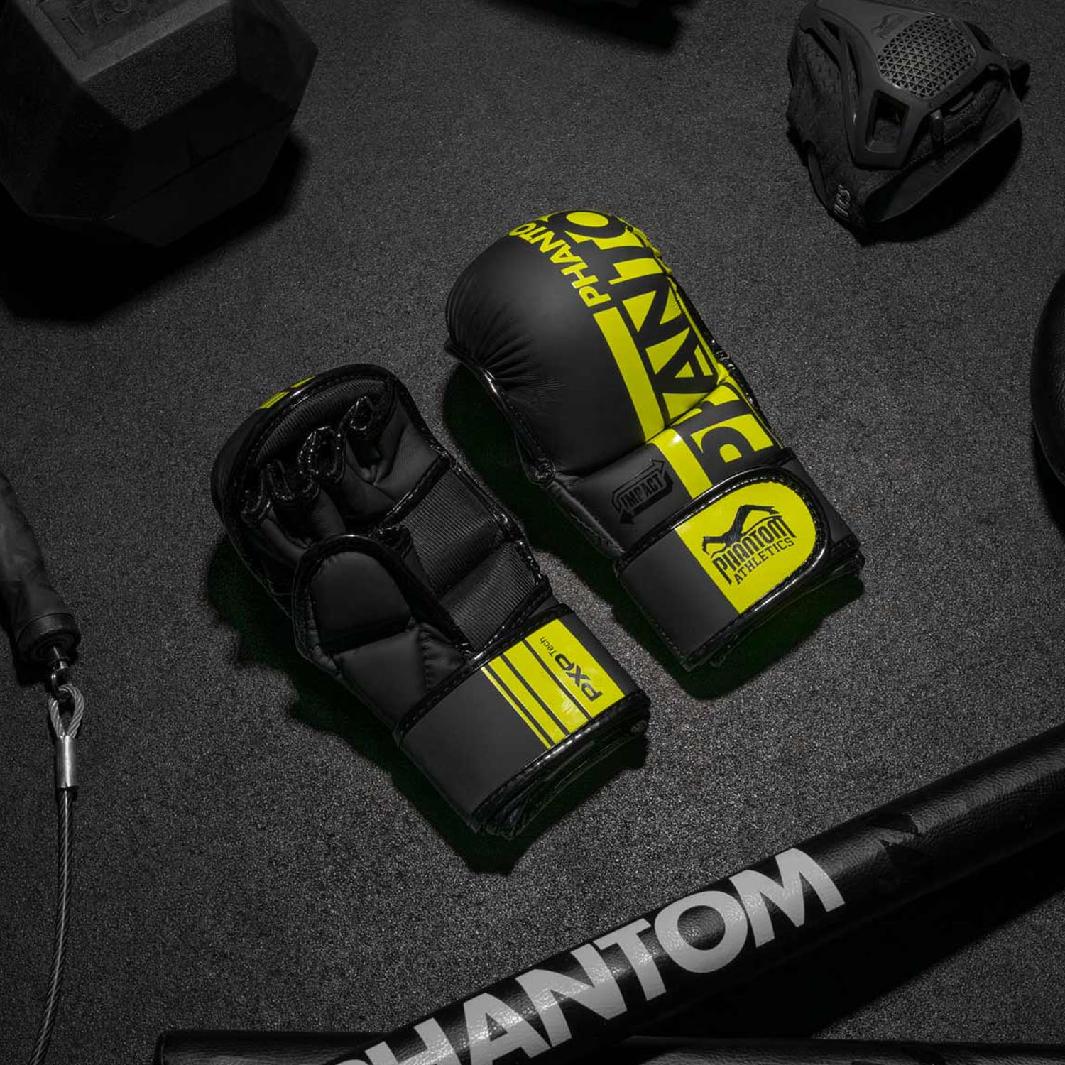 Phantom Athletics MMA Sparring Gloves, Apex, black-neonyellow, L/XL
