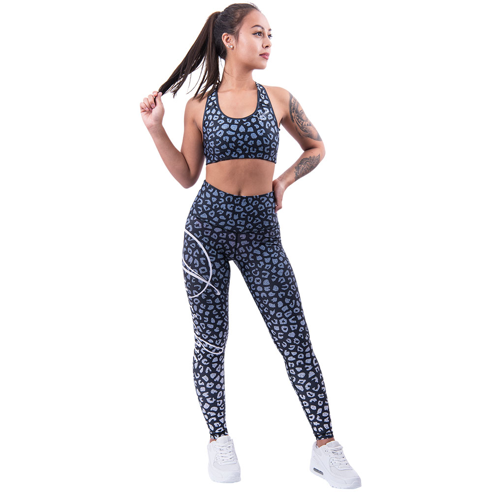 Anarchy Apparel Sports Bra, Leopardess, schwarz-weiß, XS