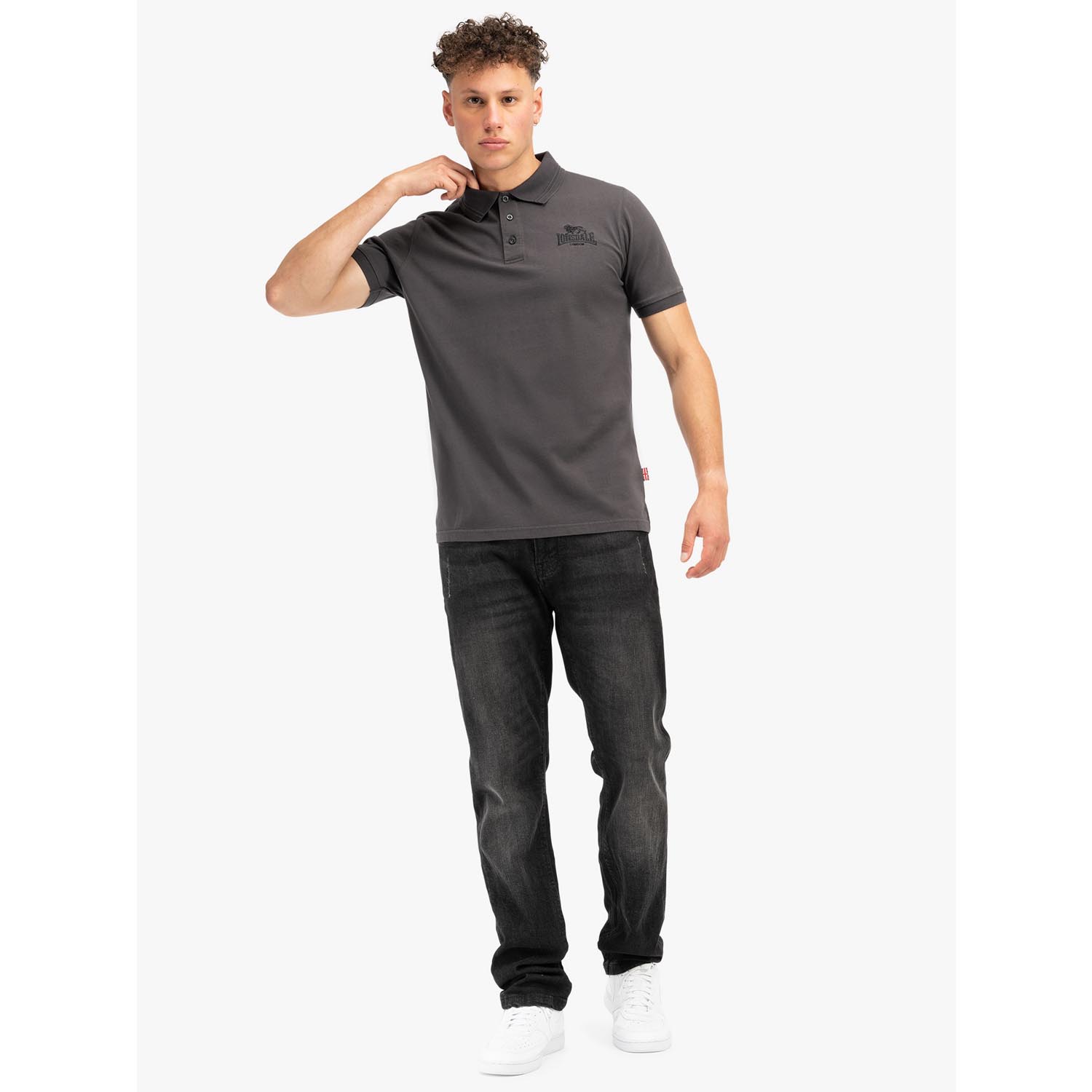 Lonsdale Polo Shirt, Lambston, dark grey, L