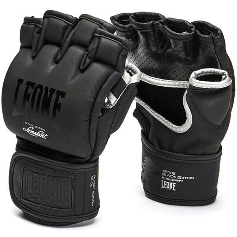 LEONE MMA Gloves, Black Edition, black, S