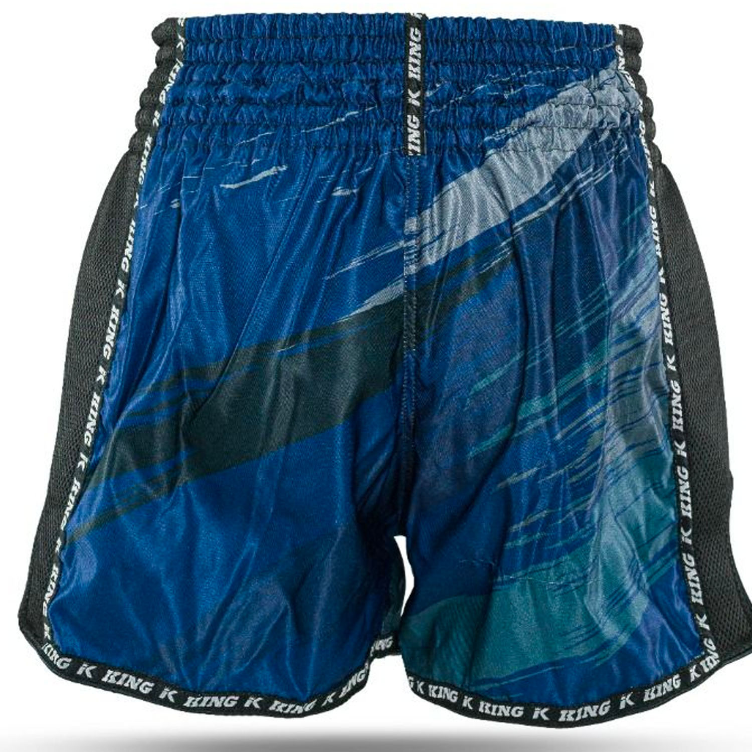 KING PRO Boxing Muay Thai Shorts, Storm 4, black-blue, S